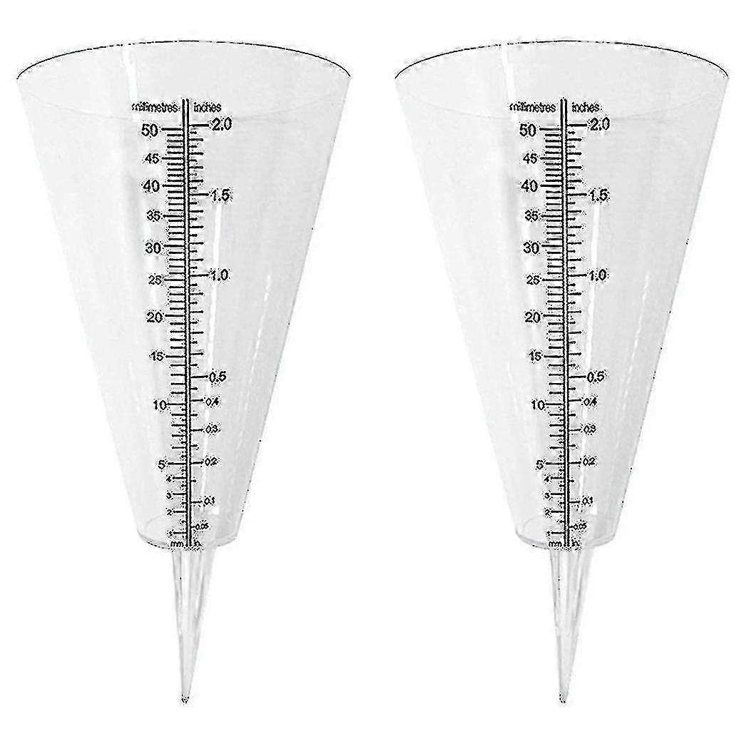 Rain Gauge Outdoor - Transparent Cone Rain Gauges with Double Scales for Rainfall Monitoring (2 Pcs)
