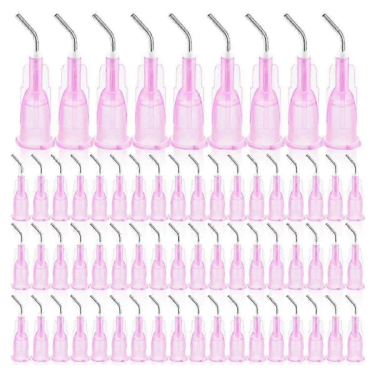 Pointes d’aiguille de distribution à flux pré-courbé rose - 300 aiguilles de distribution à pointe émoussée pour usage dentaire