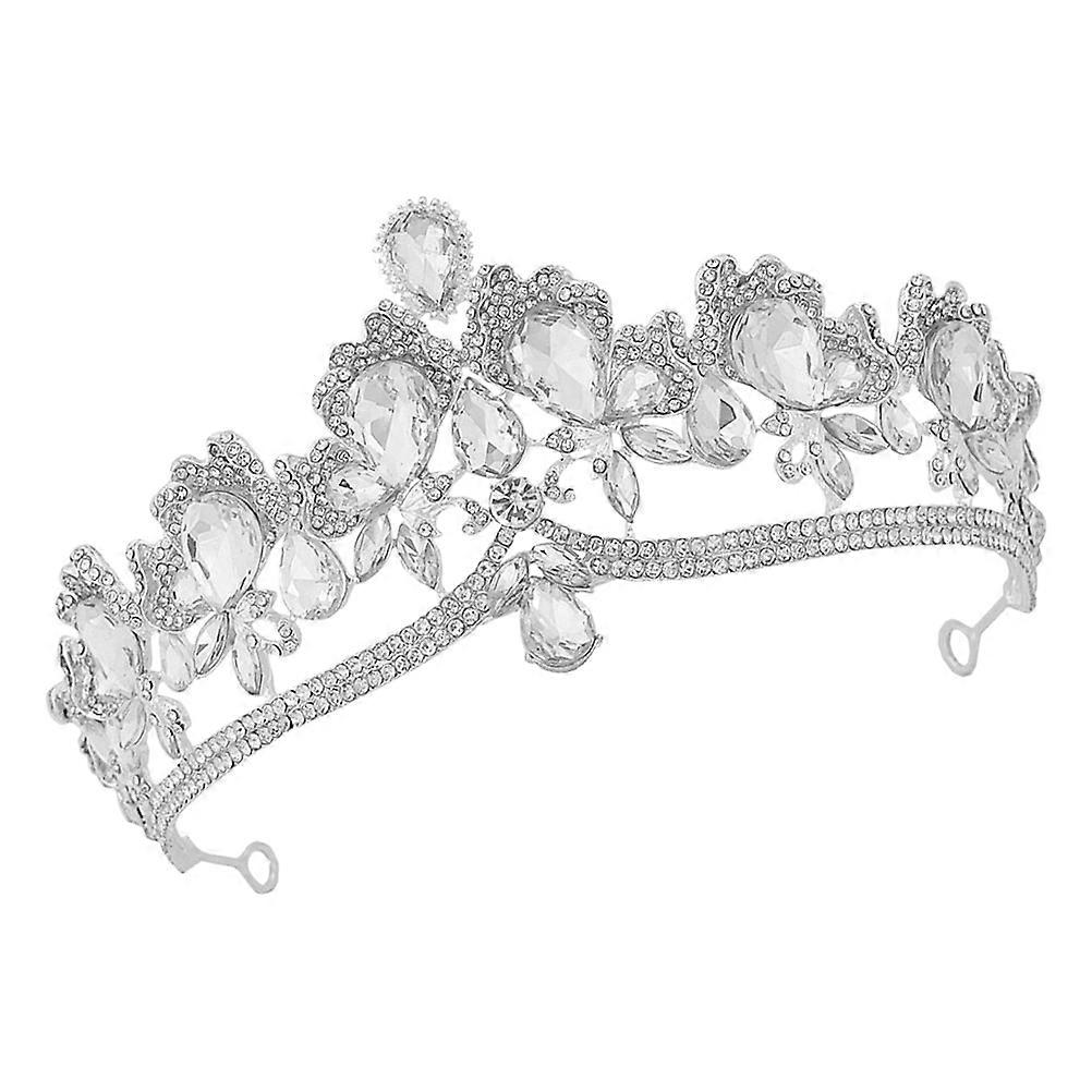 Silver Rhinestone Bride Crown Headband for Decor with Sturdy Zinc Alloy Material 1 Piece