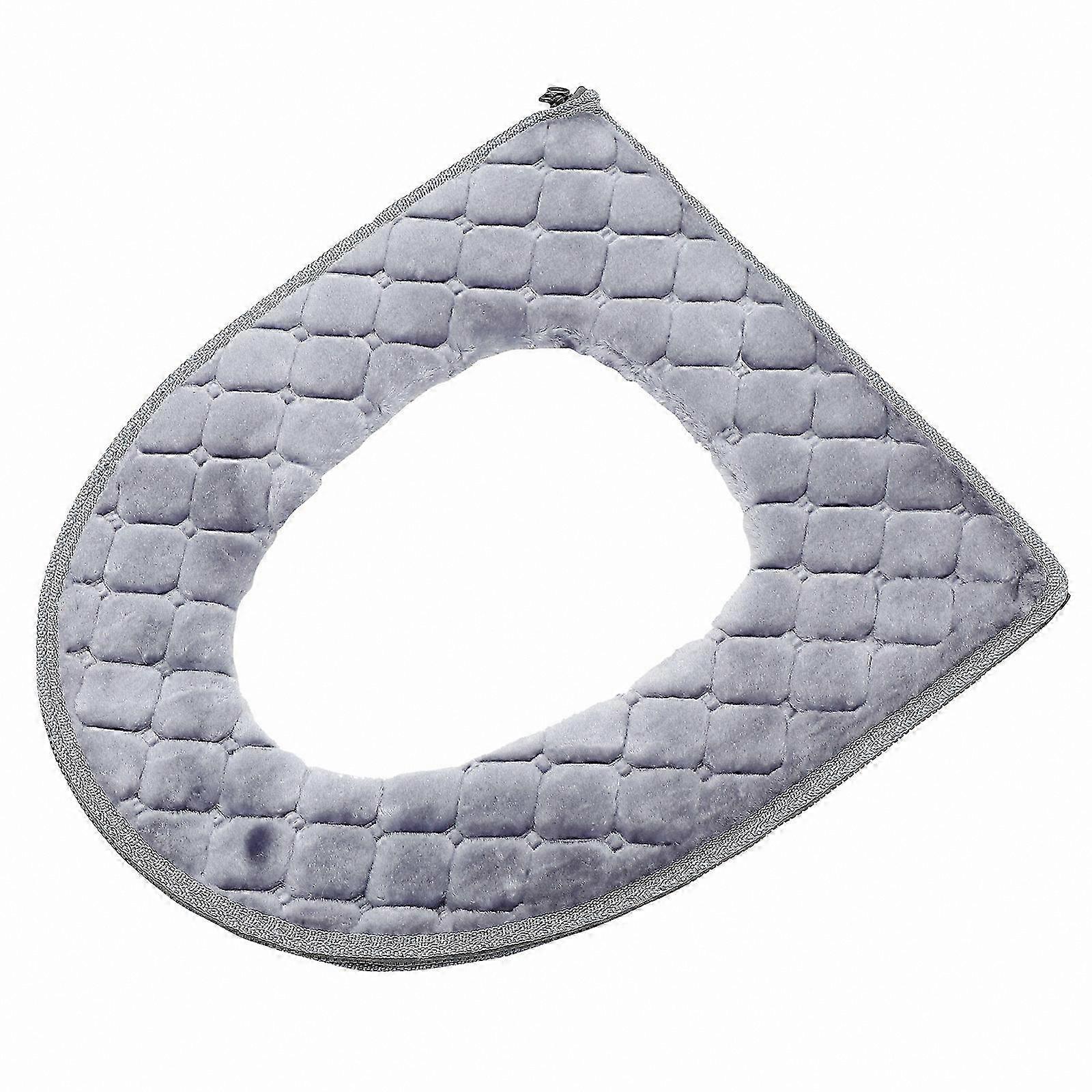 Grey Washable Toilet Seat Pad, Soft Thickened Bathroom Cover, 43x38cm, 1 Piece