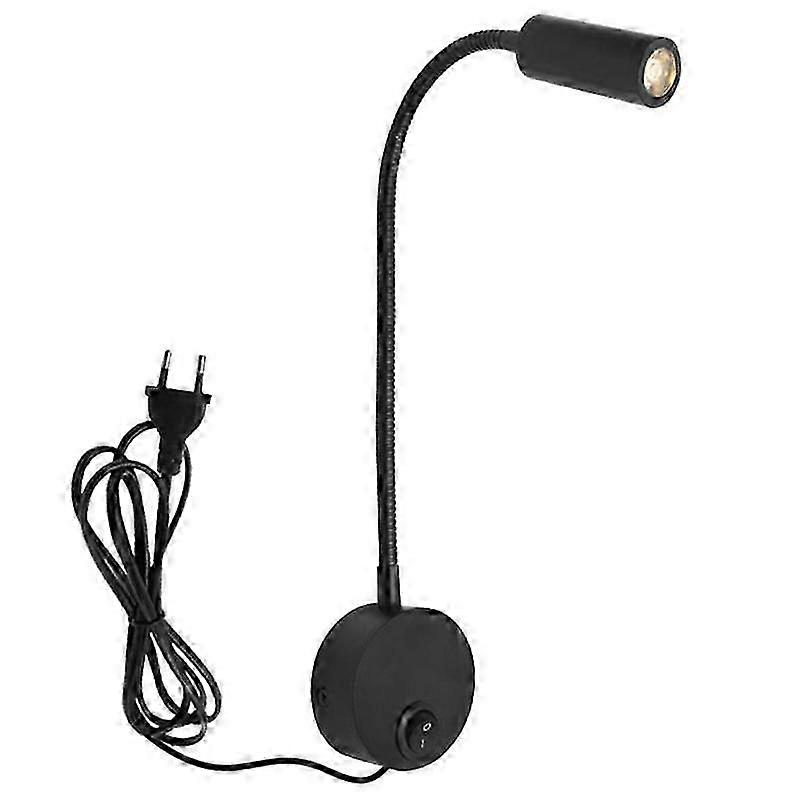 Wall-Mounted Reading Lamp Wall Lamp Hose Bedside Lamp Switch Control Minimalist Style Wall Lamp(Black EU Plug)