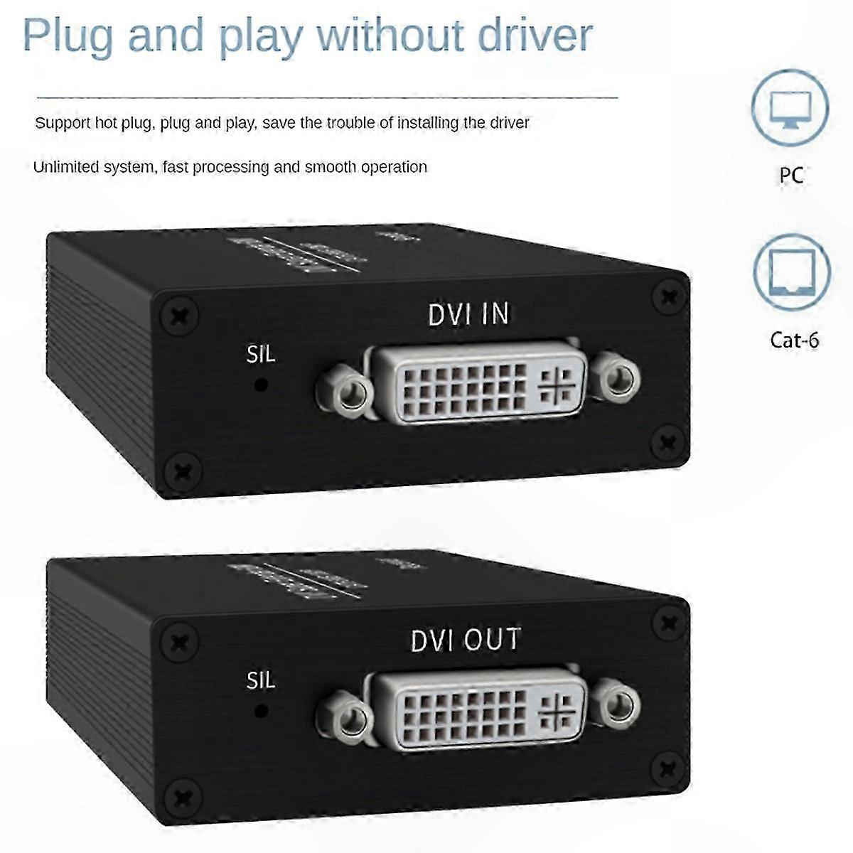 HD DVI to Ethernet Extender Adapter with EU Plug for High-Resolution Display Up to 1920x1200