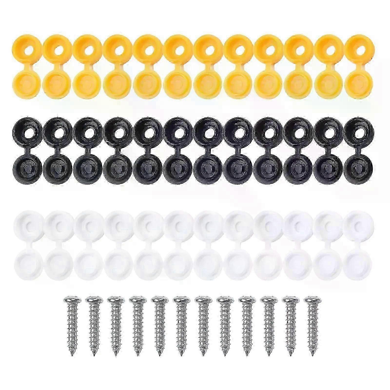 36pcs + Cover 12pcs Screws Fit For Car Number Plate Decor Vehicle ...