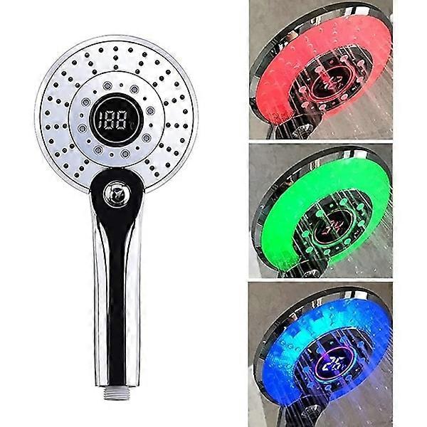 LED Shower, LED Shower with 3-Color Temperature Control Shower Head, Digital Temperature Display