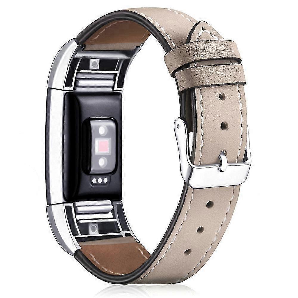 Replacement wrist strap for Fitbit Charge 2 - Genuine leather band in coffee