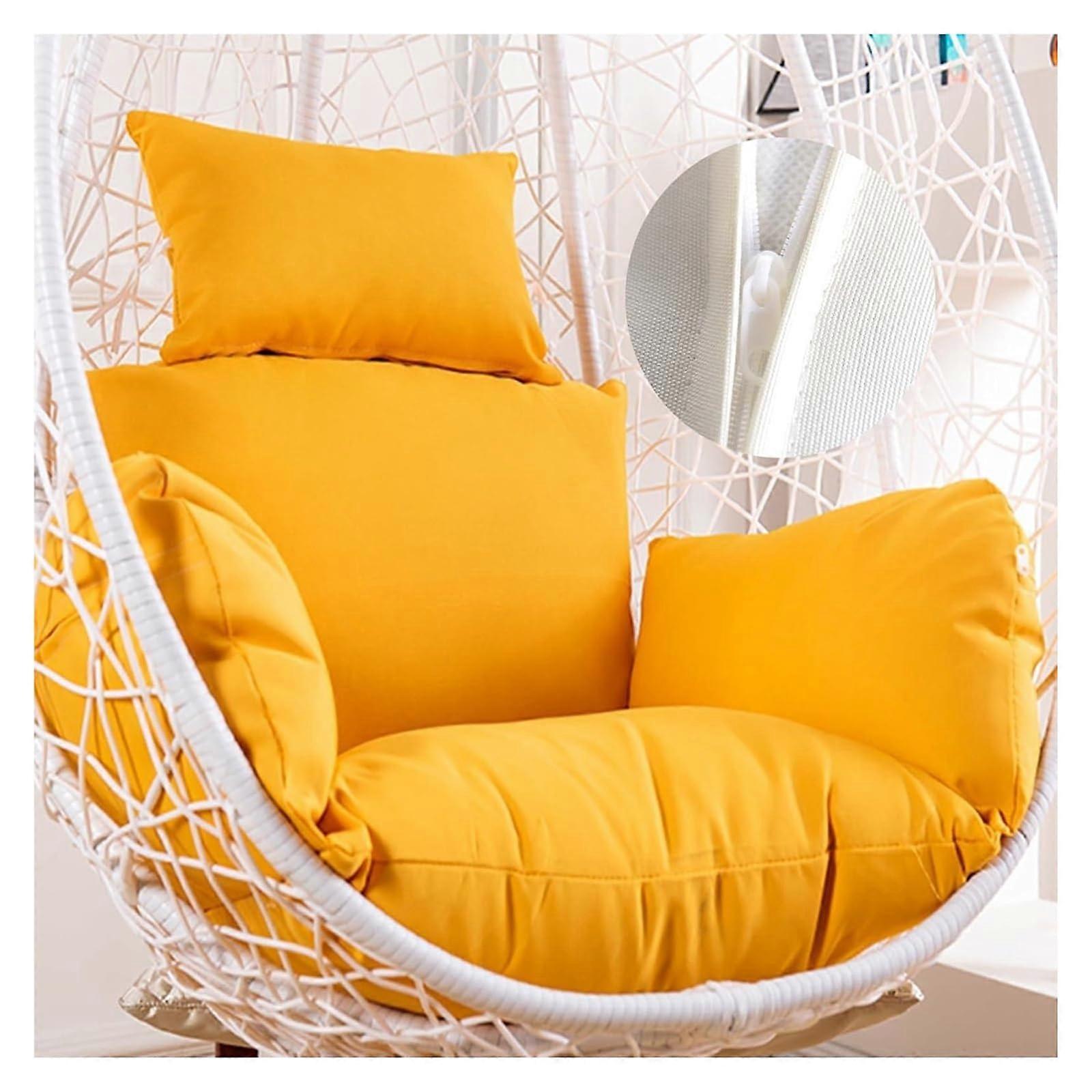 Cushion for Swing Outdoor Hanging Chair Cushion Fluffy Hammock Chair Cushion with Headrest and Armrests Yellow