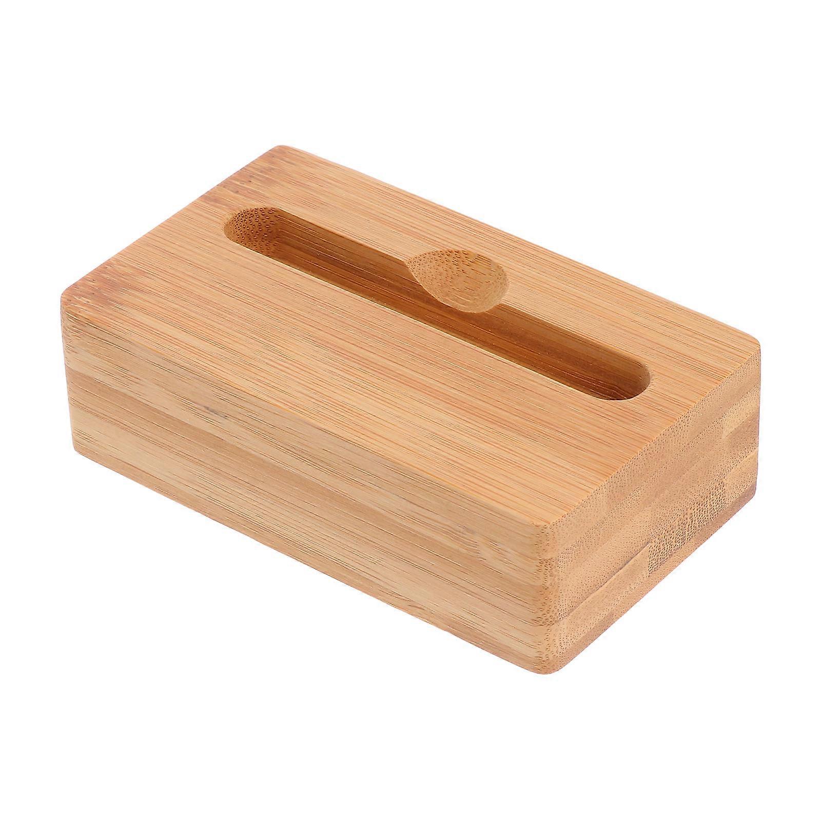 Desktop Cell Phone Holder Rectangular Shape Bamboo Material Indoor Outdoor 10 X 6 X 3 Cm Music Sharing 1Pcs