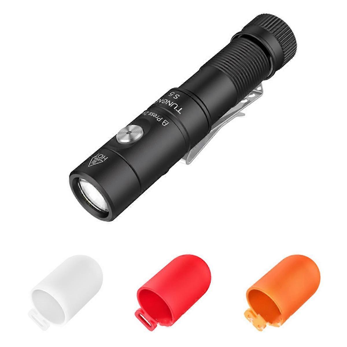 S5 1400 Lumens Mini Flashlight Rechargeable- Super Bright LED Pocket Light with Magnet & Clip, Red/Orange Diffuser