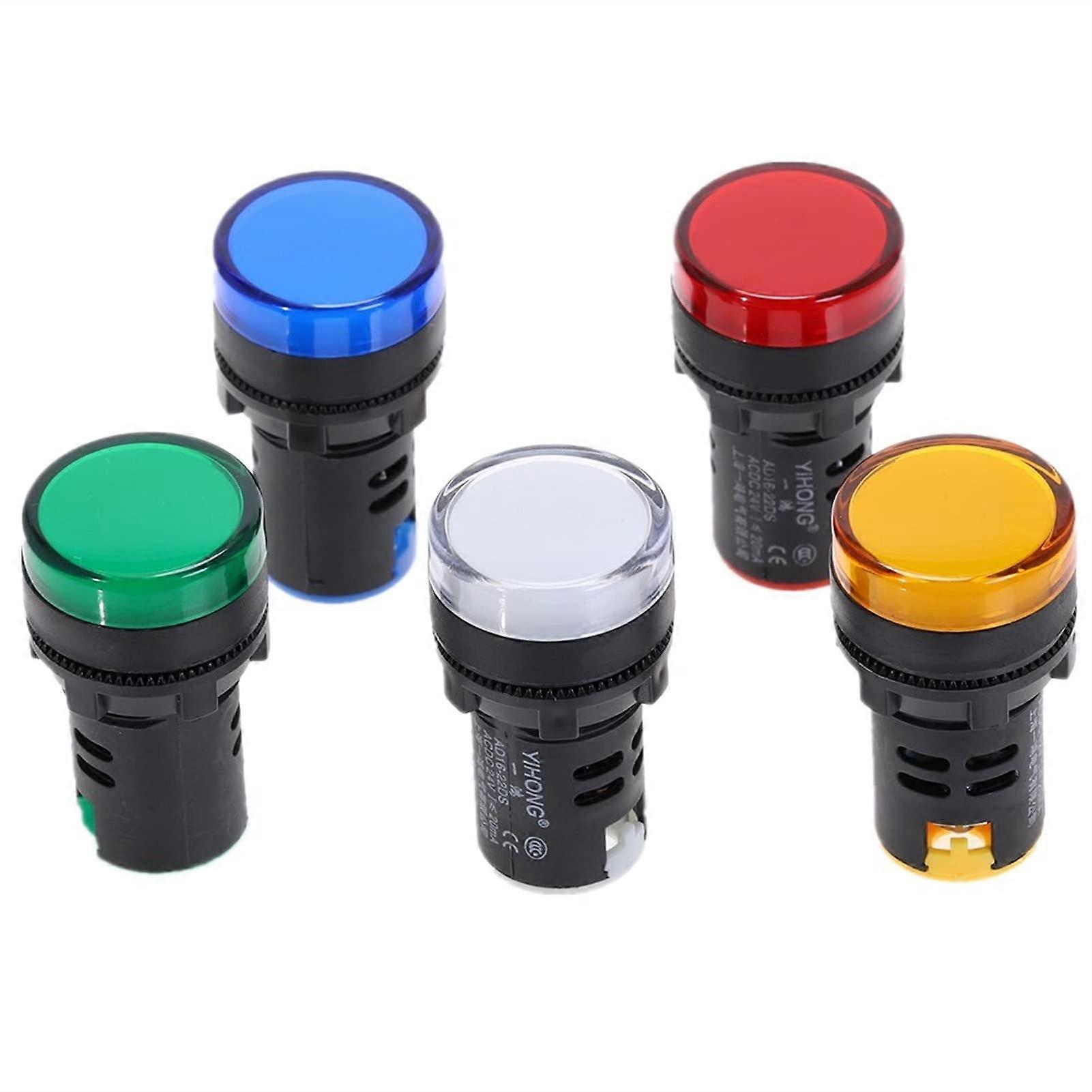 22mm Panel Mount LED Power Electronic Indicator Signal Light Lamp Voltage Options 12V 24V 110V 220V 380V Red