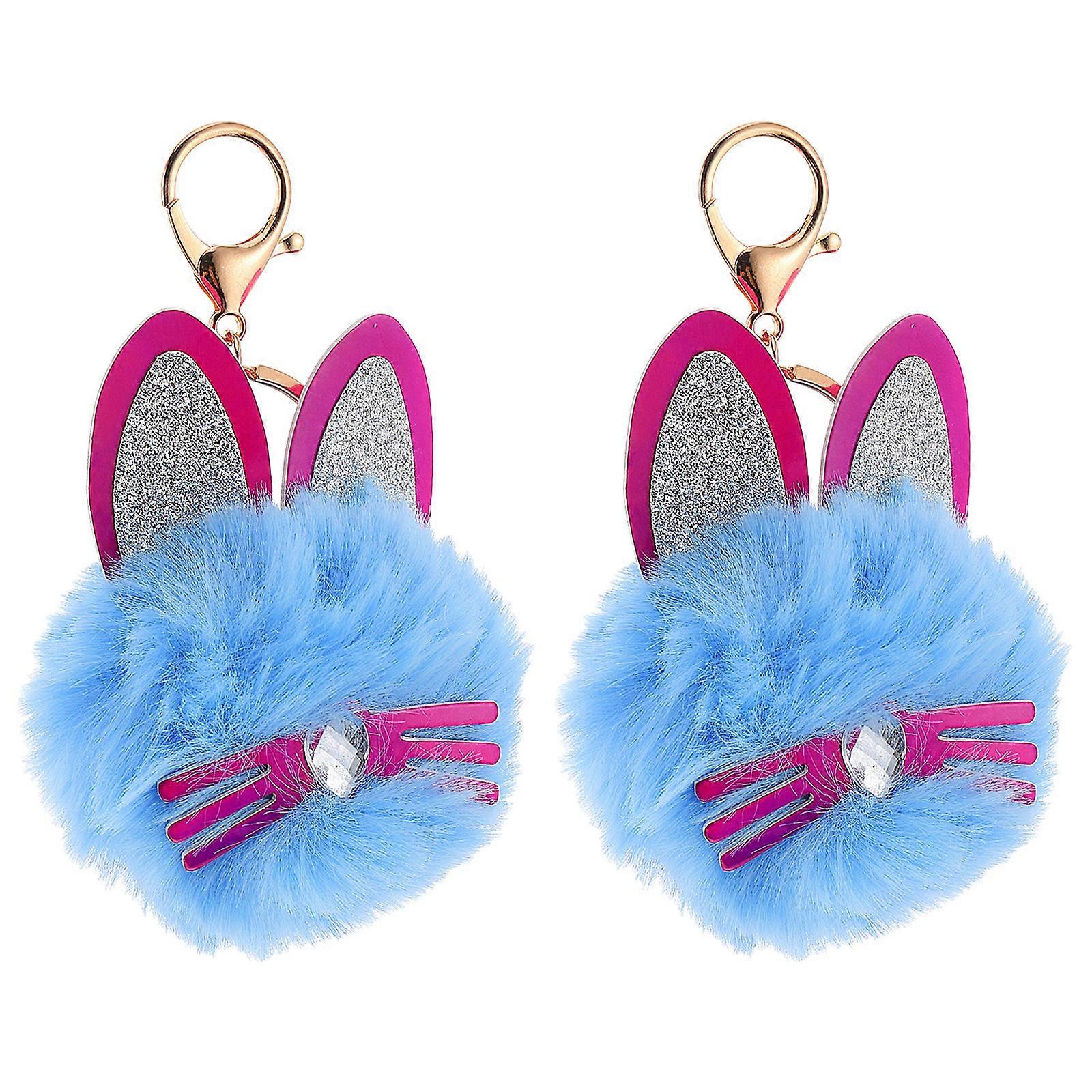 Cat Chain Bag Ornament for Decor 2Pcs Durable Metal Plush
