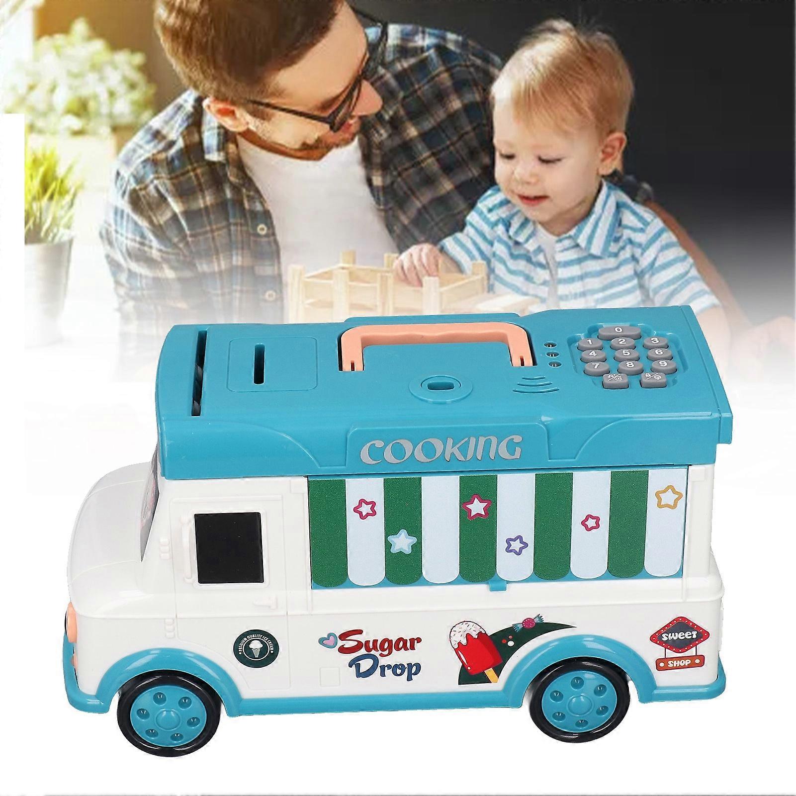 Kids Bus Shaped Electronic Money Bank with Password & Remote Blue