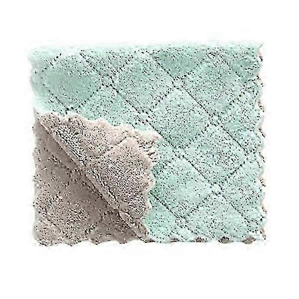 Multicolor Microfiber Cleaning Thick Soft Dish Cloths Towel for Kitchen (Green