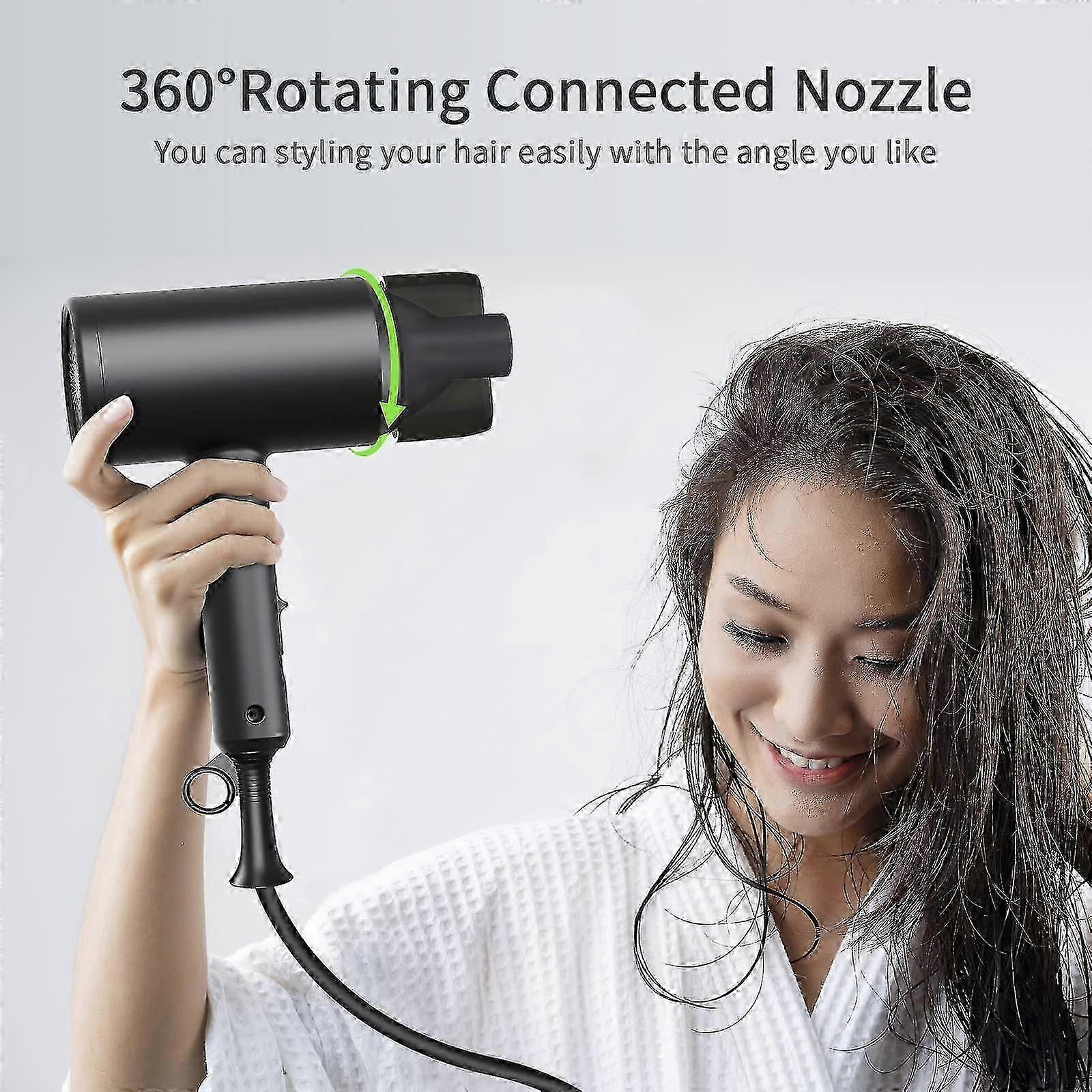 2023 - Sèche-cheveux ionique - Sèche-cheveux professionnel avec 3 réglages de chaleur/2 vitesses/froid, buse, peigne de buse An (ShiKai)