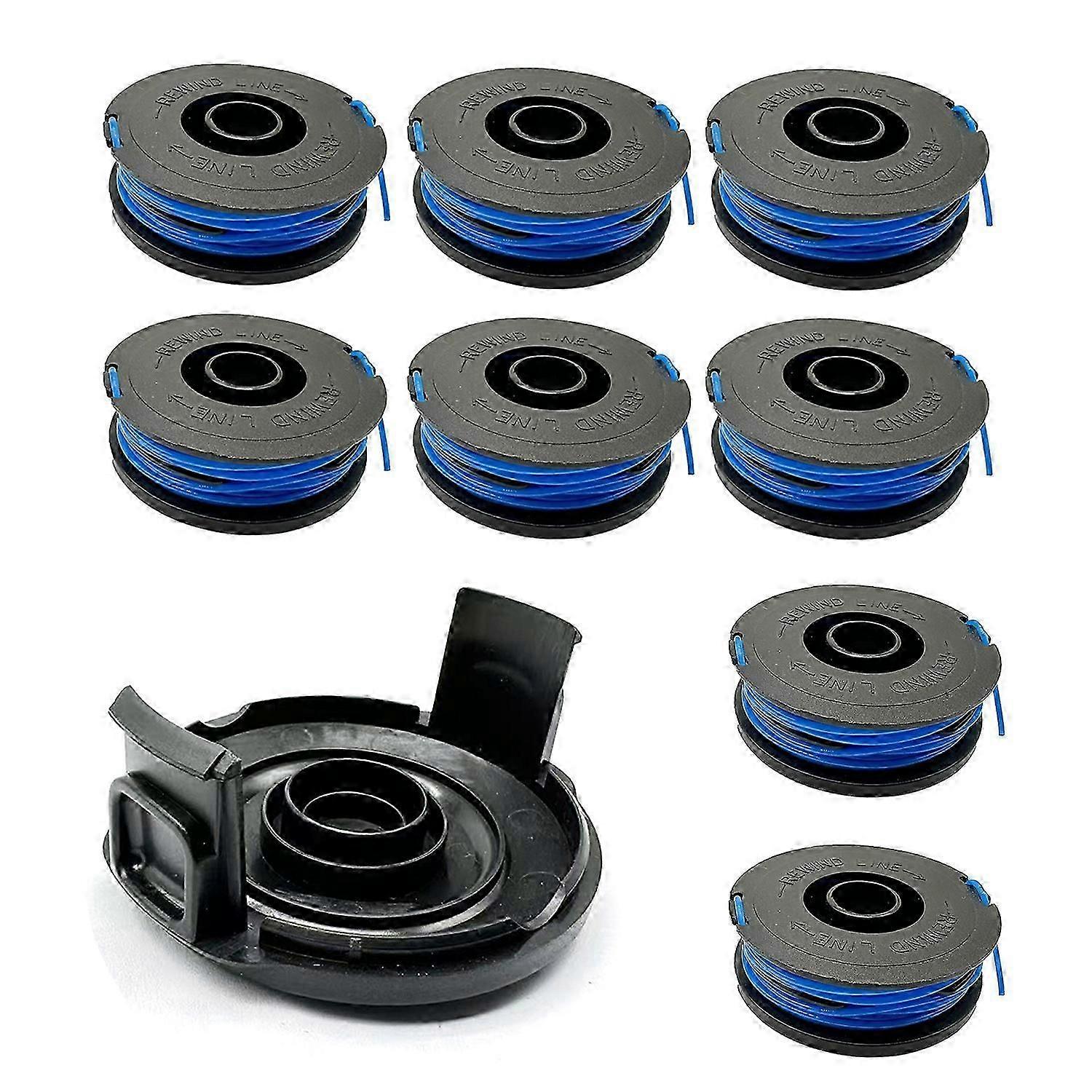 RSJA-01+RSJA-01-1 Suitable for Spear & Jackson GT600 / GT450 Lawn Mower 8 Replacement Spool + Spool Cap