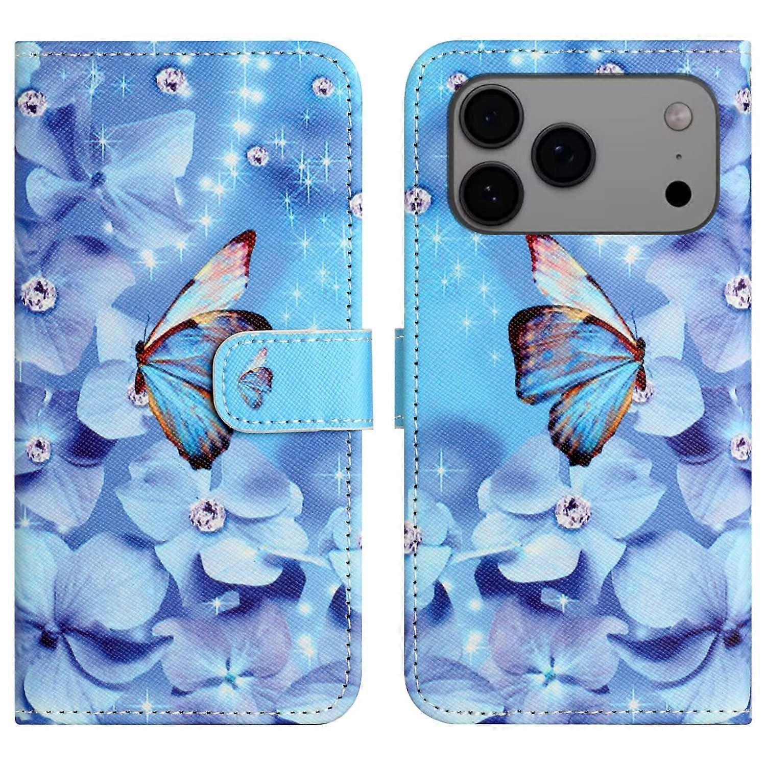 For iPhone 17 Pro Max Case Pattern Print PU Leather Wallet Phone Cover Cross Texture