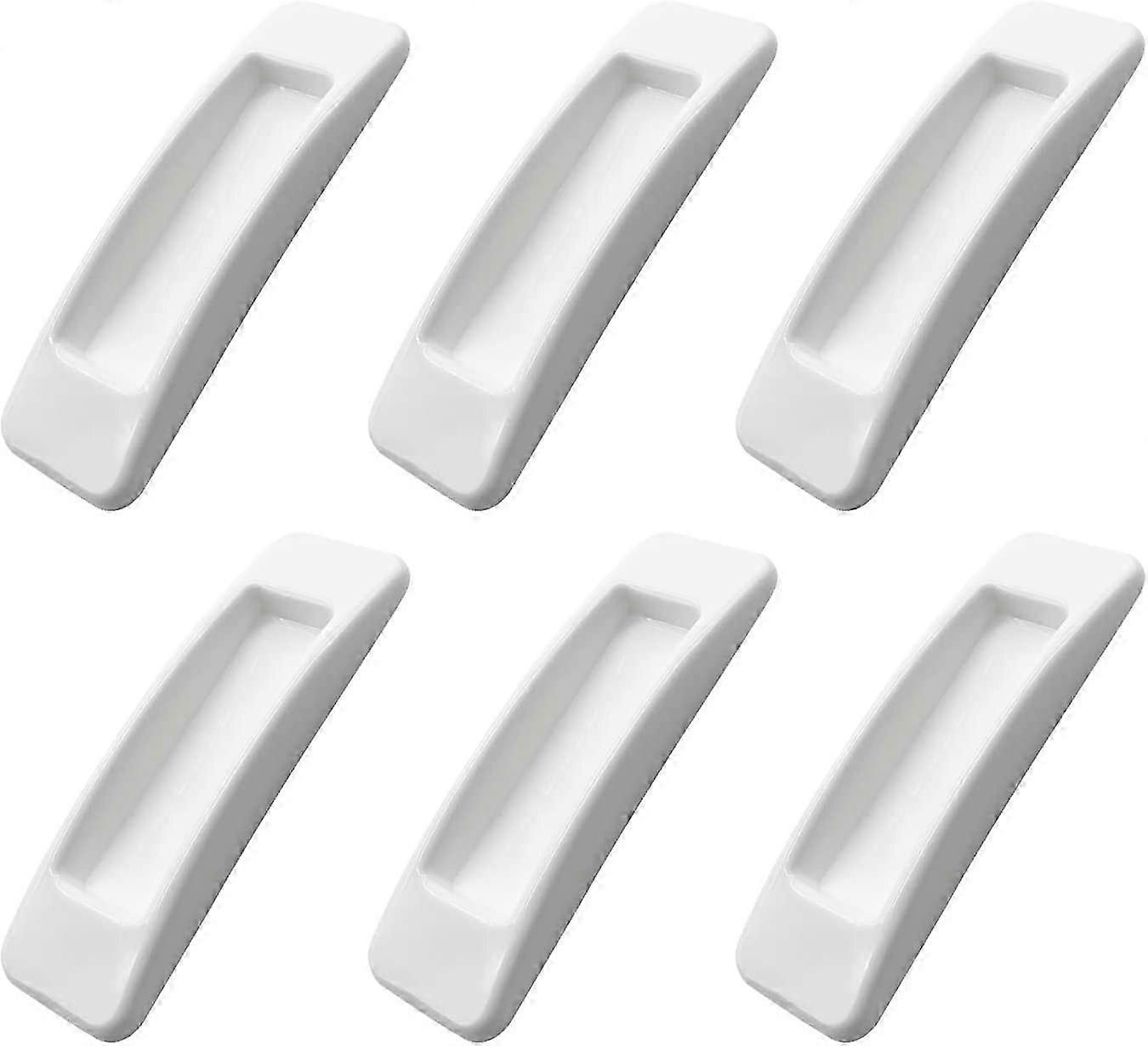 6-Pack Self-Adhesive Sliding Door Handles with Double-Sided Tape for Cabinets in White - Easy UK Installation