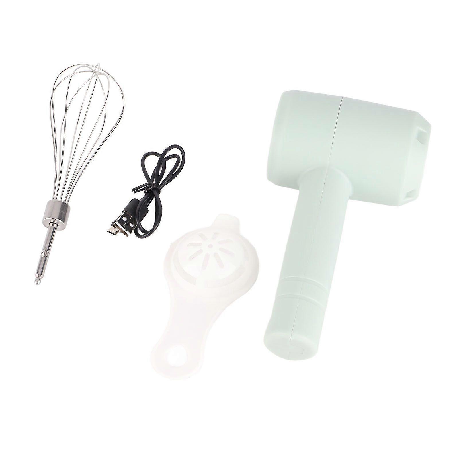 Electric Hand Mixer Automatic USB Rechargeable Portable Cordless Handheld Mixer for Baking Cake Egg Cream Light Cyan
