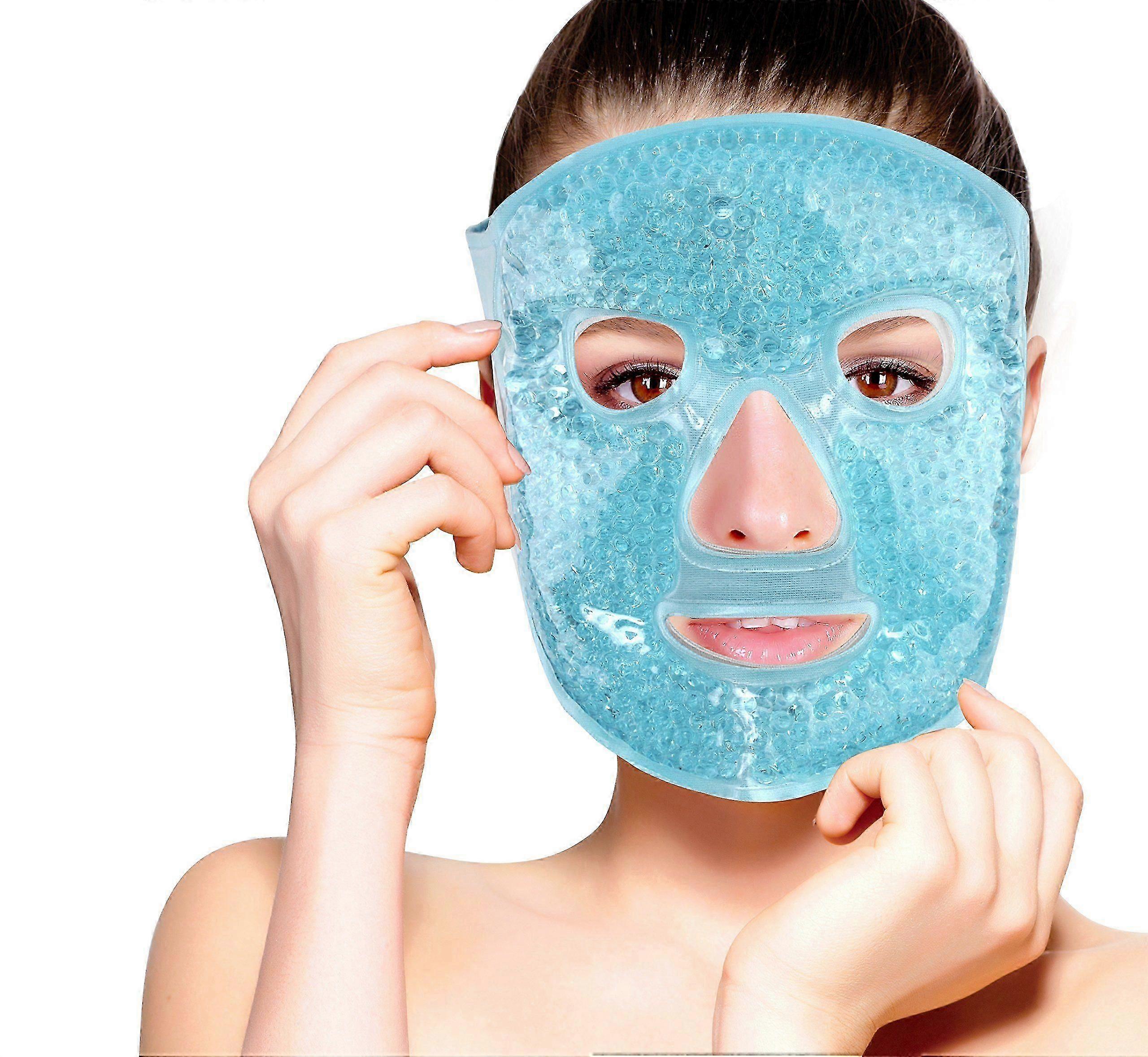 Hot and Cold Therapy Gel Bead Full Facial Care | Ice Face Mask for Migraine Headache, Stress Relief | Reduces