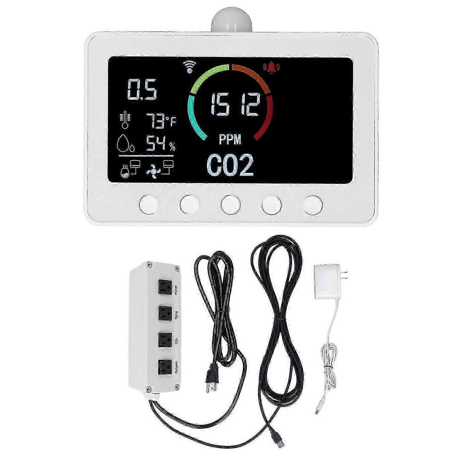 Smart CO2 Detector Carbon Dioxide Controller 2 Channel CO2 Monitor with Relay Power Socket for Tuya APP US Plug 100240V