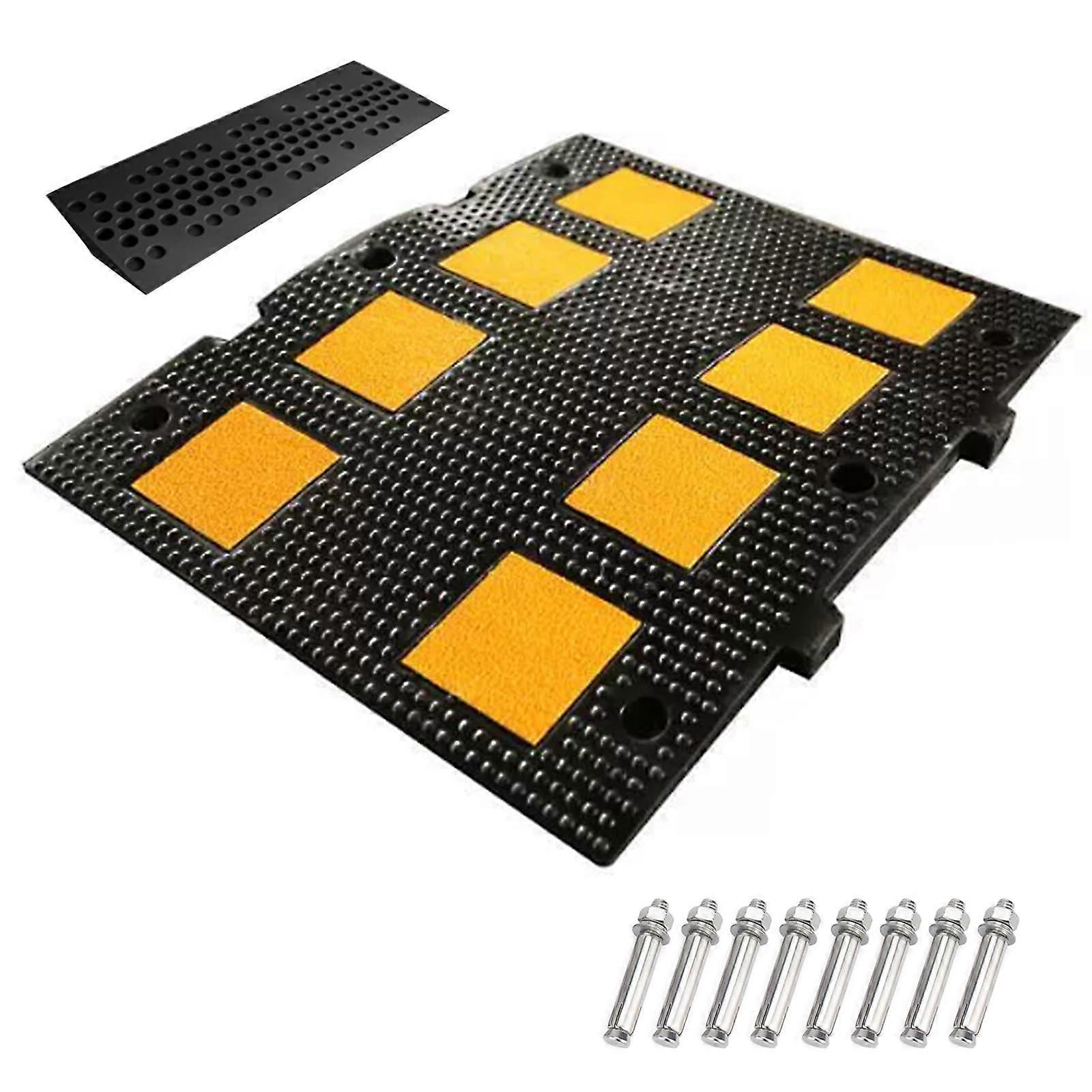 HeavyDuty Rubber Speed Bump 2Inch Height 220,000Lb Load Capacity For Gravel, Asphalt Concrete Curb Ramp