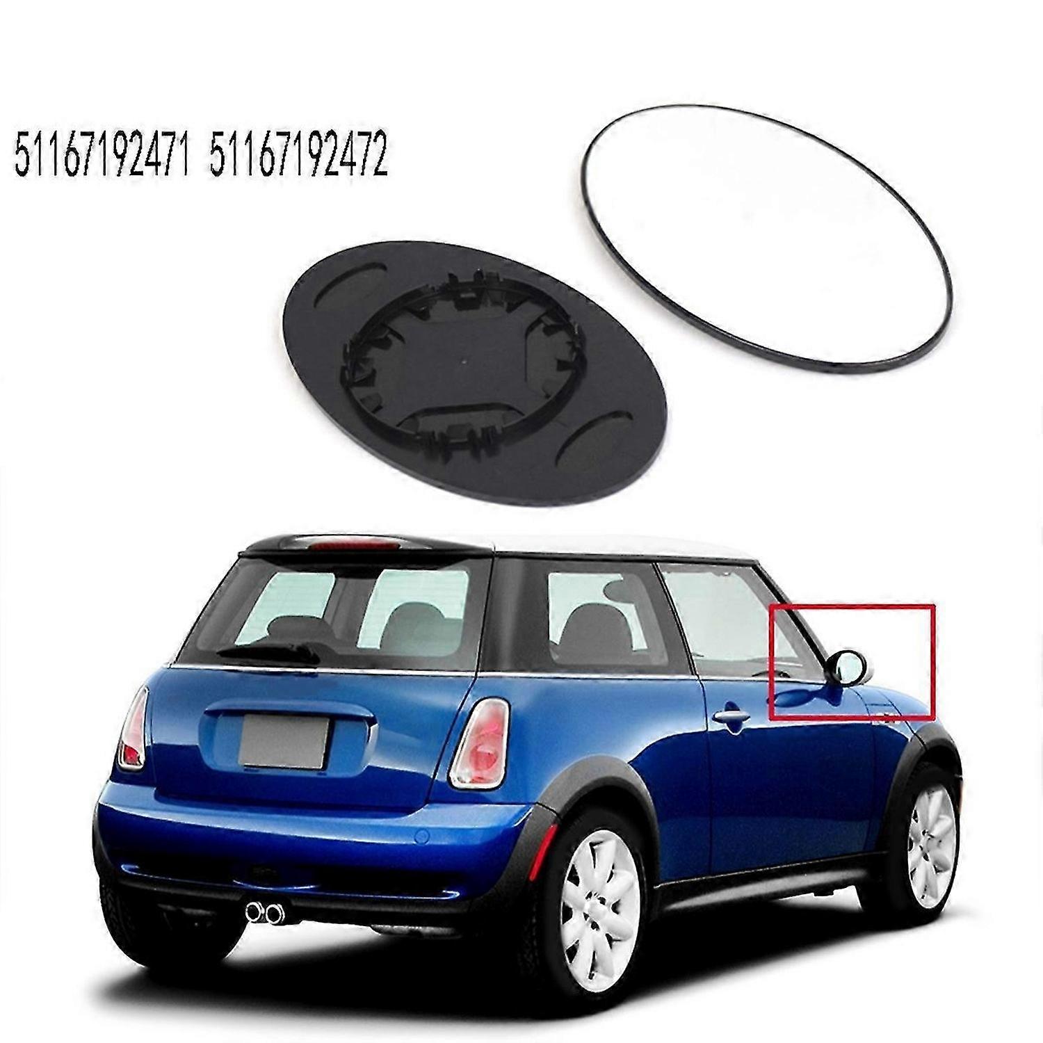 2X Door Mirror Glass For Mini Cooper R50 01-06 Rear View Mirror Lens