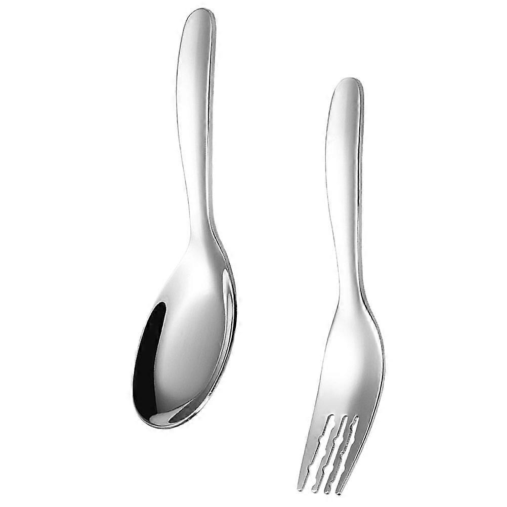 Kids Metal Utensils Toddler Cutlery for School Use Silver Rounded Edges Easy to Clean 2Pcs