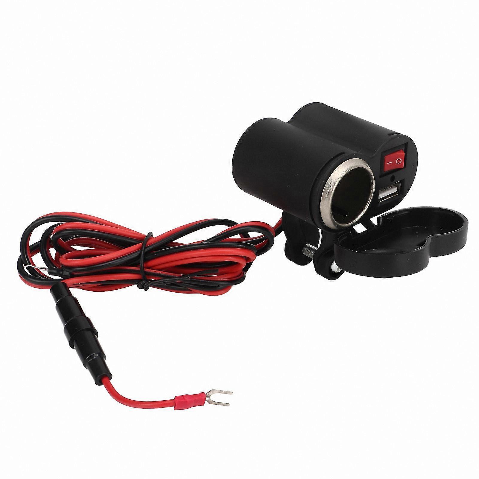 Universal Waterproof Motorcycle Socket with USB Port for DIY Installation - 12V-45V Range, Dustproof Design