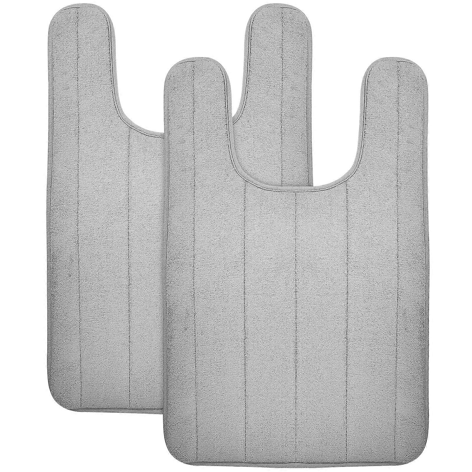 2 Stück U-förmiger Toilettenteppich Anti-Rutsch-WC-Badematte Wasserabsorptions-Badezimmer-Fußmatte