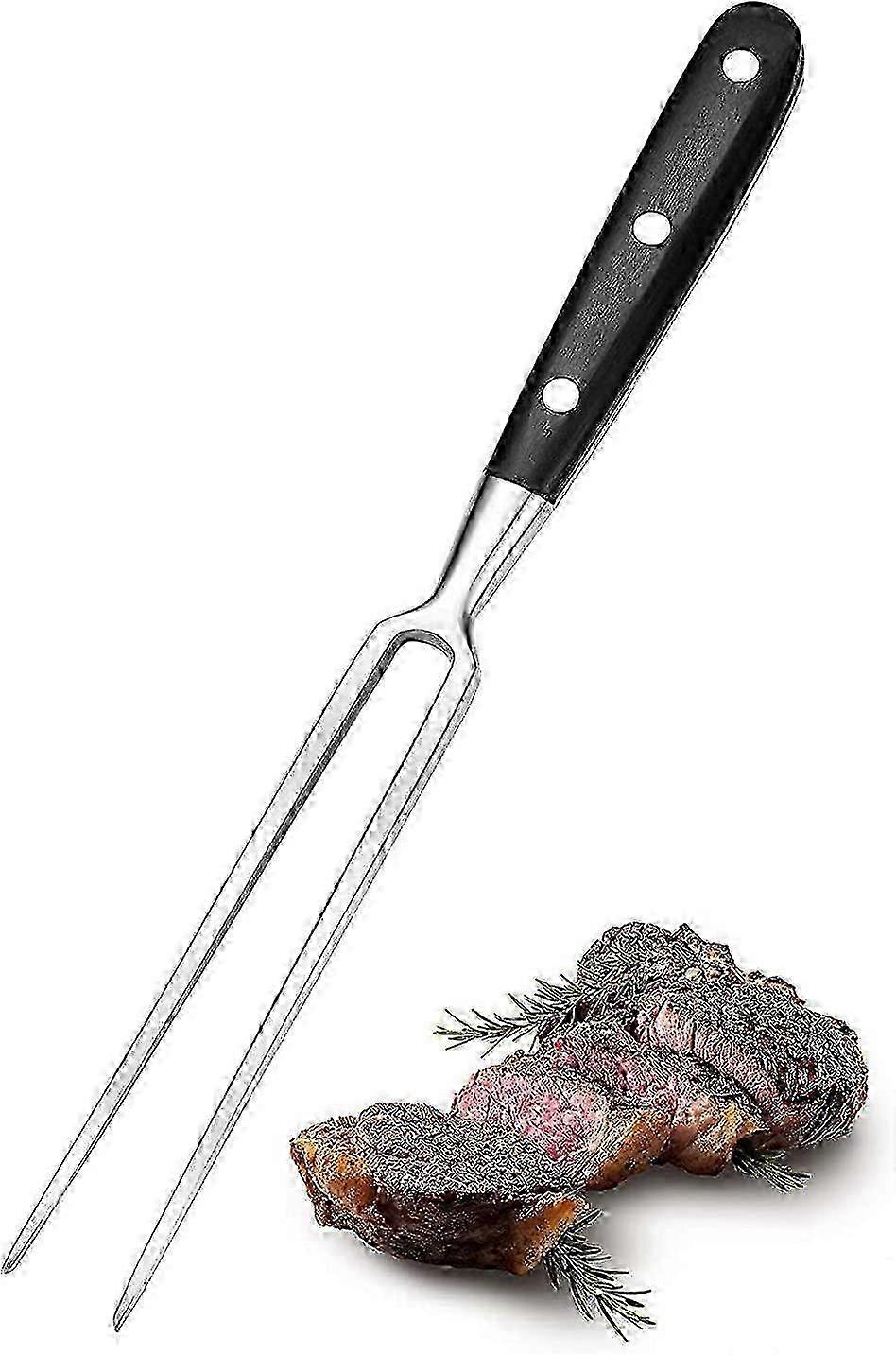 Meat Fork, Large Meat Fork, Stainless Steel With Wooden Handle, 16 Cm Blade Length Roasting Fork (black)