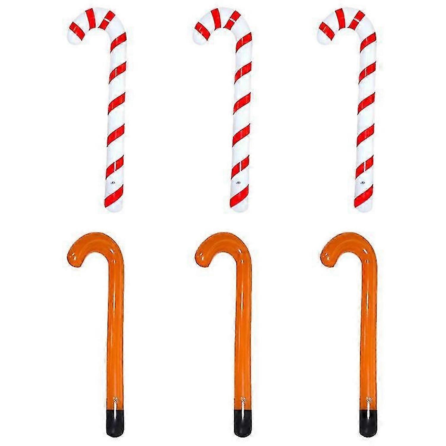 6pcs Creative Pvc Cane Navidad Rayed Inflatable Walking Sticks Juguetes