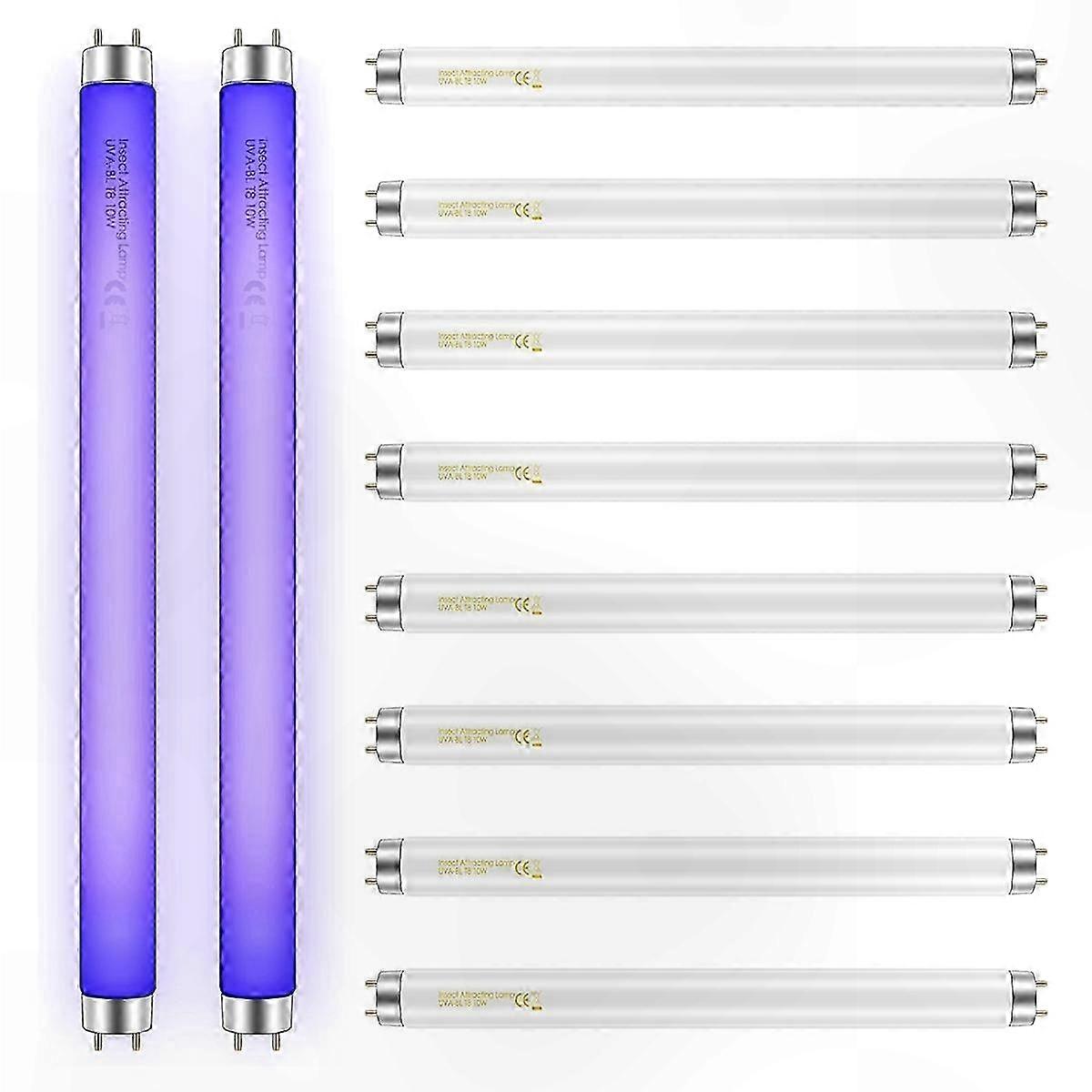10-Pack T8 F10W 13" Replacement Tubes for Indoor Insect Zappers, Compatible with 20W Bug Zapper Fixtures