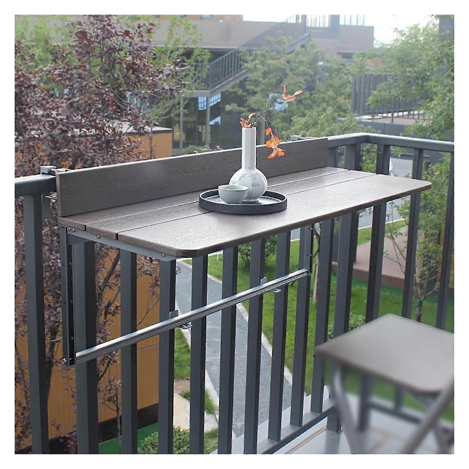 Folding Hanging Balcony Table Adjustable WallMounted Railing Table For Patio Outdoor Side Table 80x37cm(31x15in)