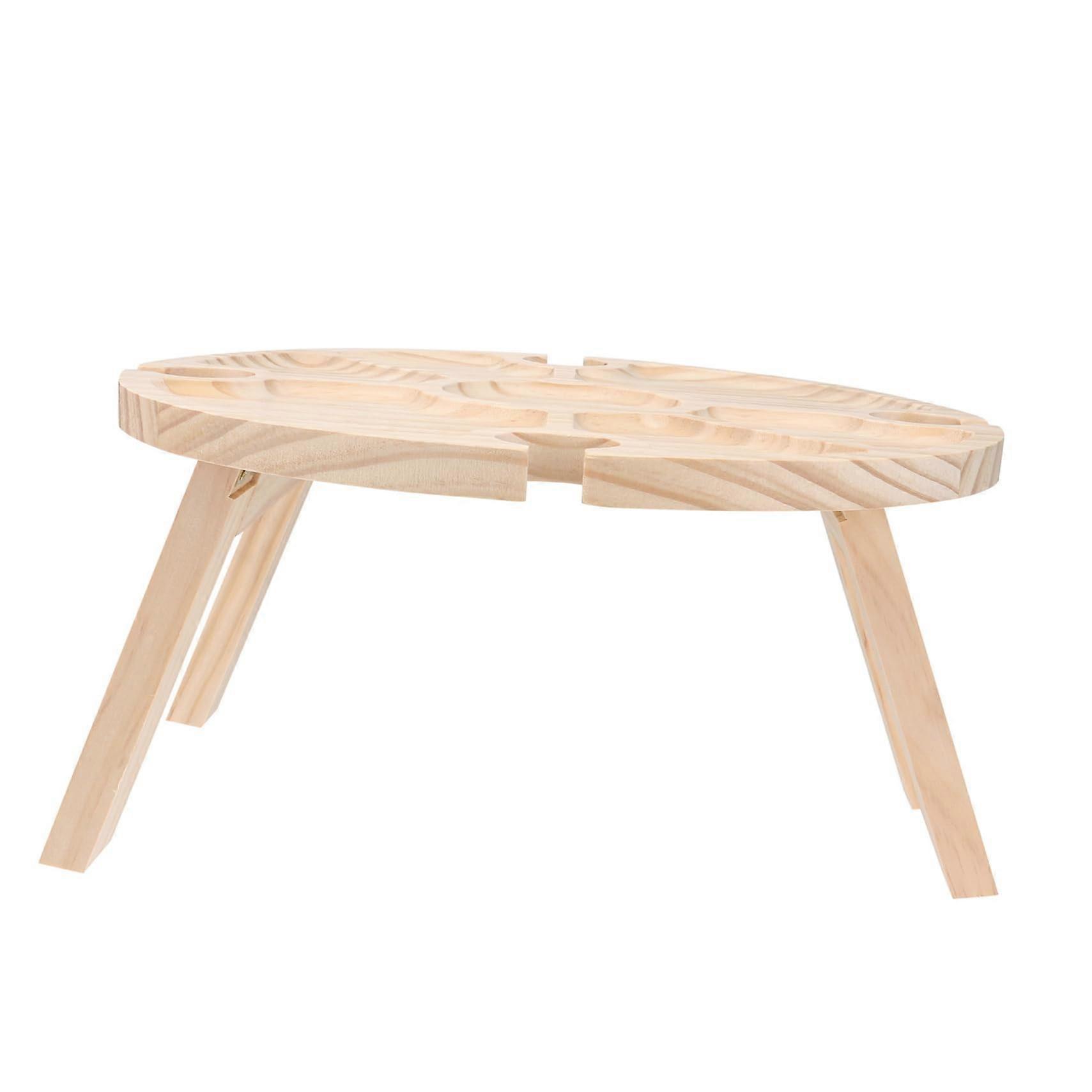 Folding Outdoor Picnic Table with Glass Holder, Khaki Wine Snack Table for Beach, Garden, Party Use, Portable Design