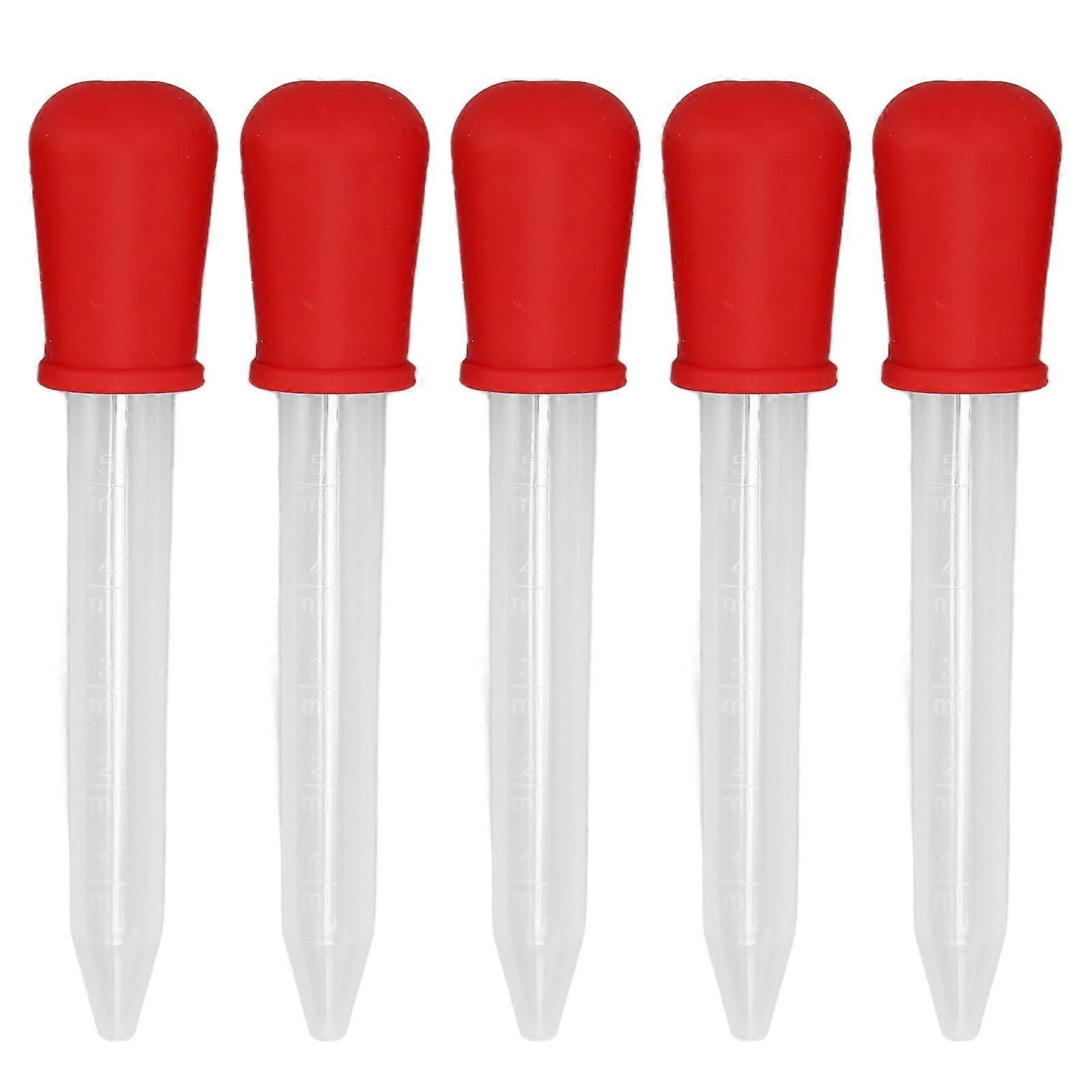5Pcs Transfer Pipettes 5ml Silicone Material Easy Cleaning Making Disposable DIY DropperRed