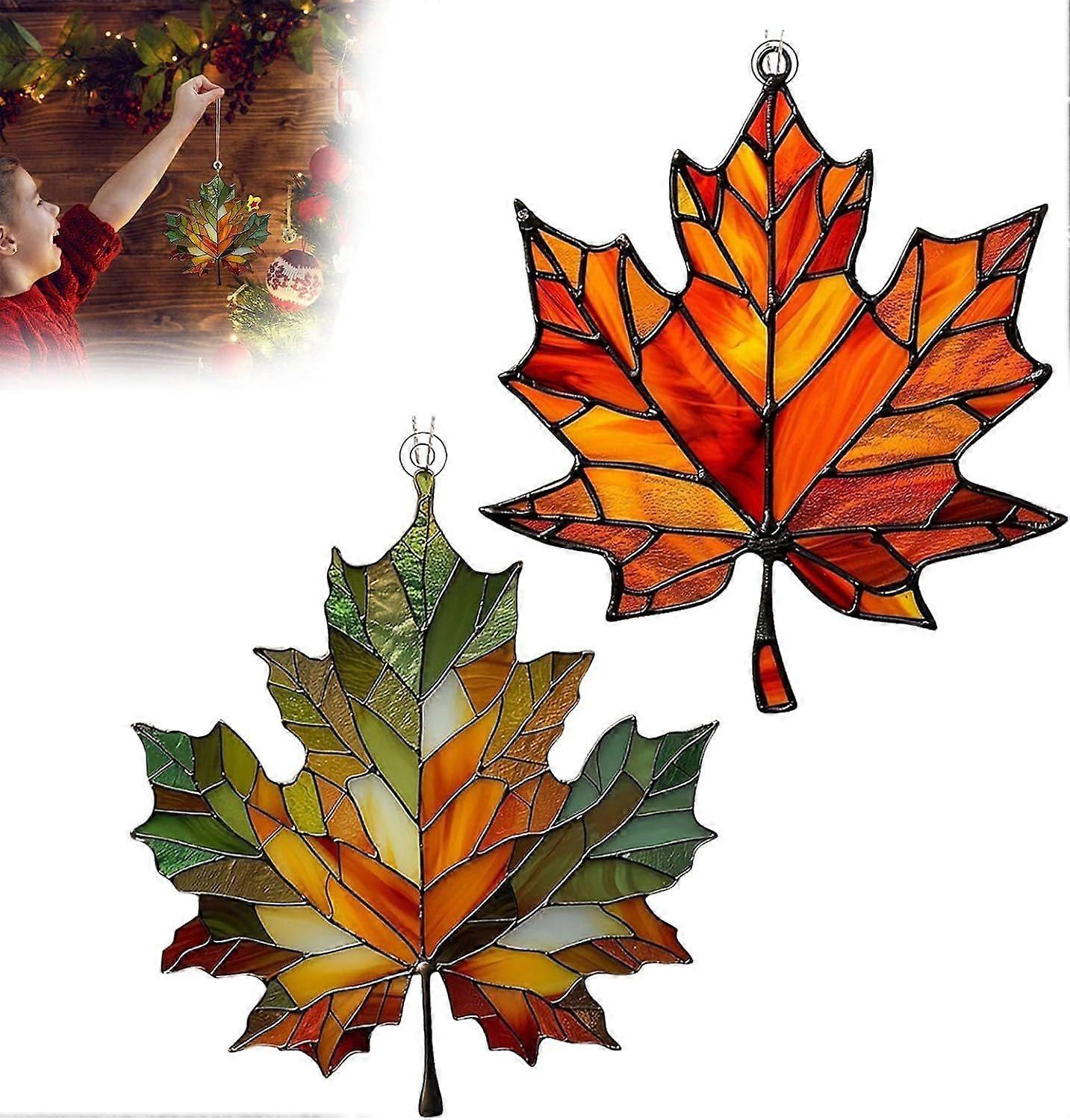 Autumn Leaves Maple Leaf Ornament, Acrylic Autumn Decoration for Hanging, Autumn Decoration Window Hanging, Maple Leaves Pendant Garden Holiday Orname