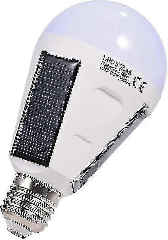 Solar LED Light Bulb, E27 IP 65, Portable Emergency LED Light Bulb with Hook(12W)