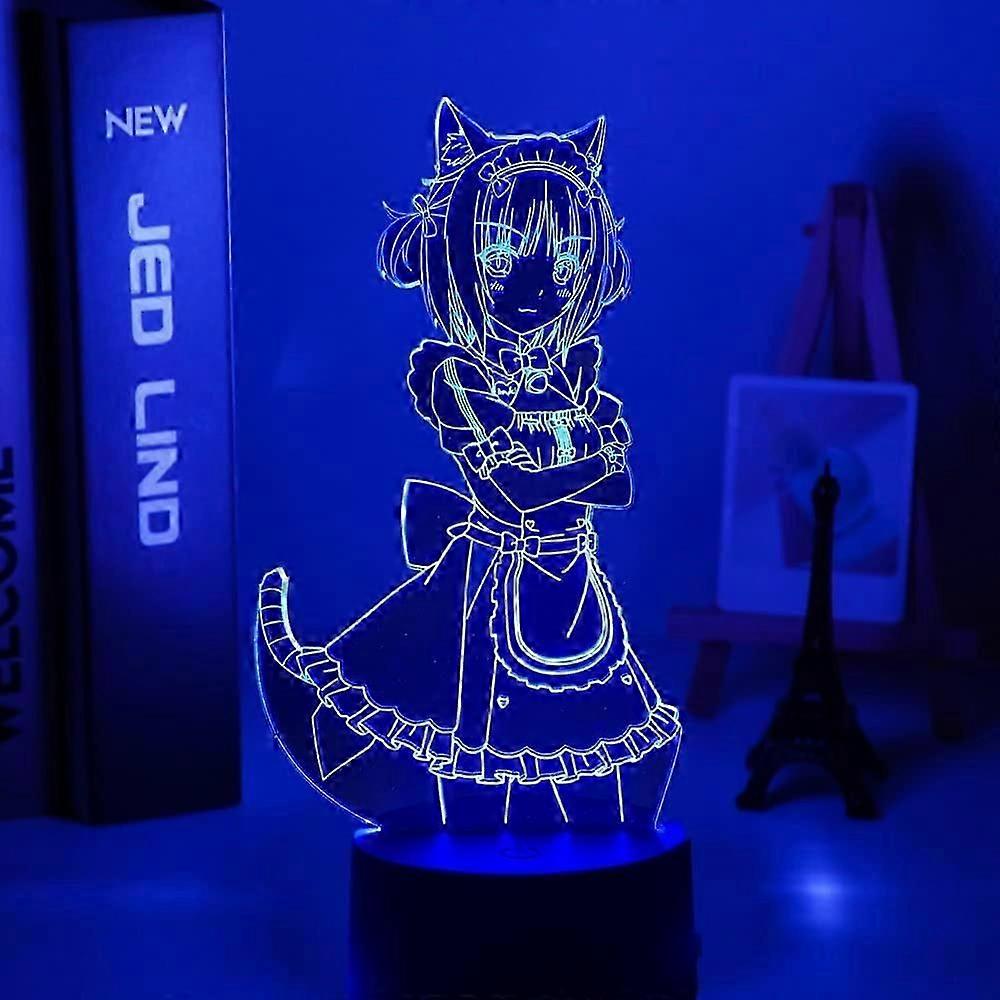 أنيمي Nekopara Azuki أدى ضوء الليل لتزيين غرفة النوم هدية عيد ميلاد ضوء الليل جرب Waifu غرفة الجدول مصباح 3D Nekopara