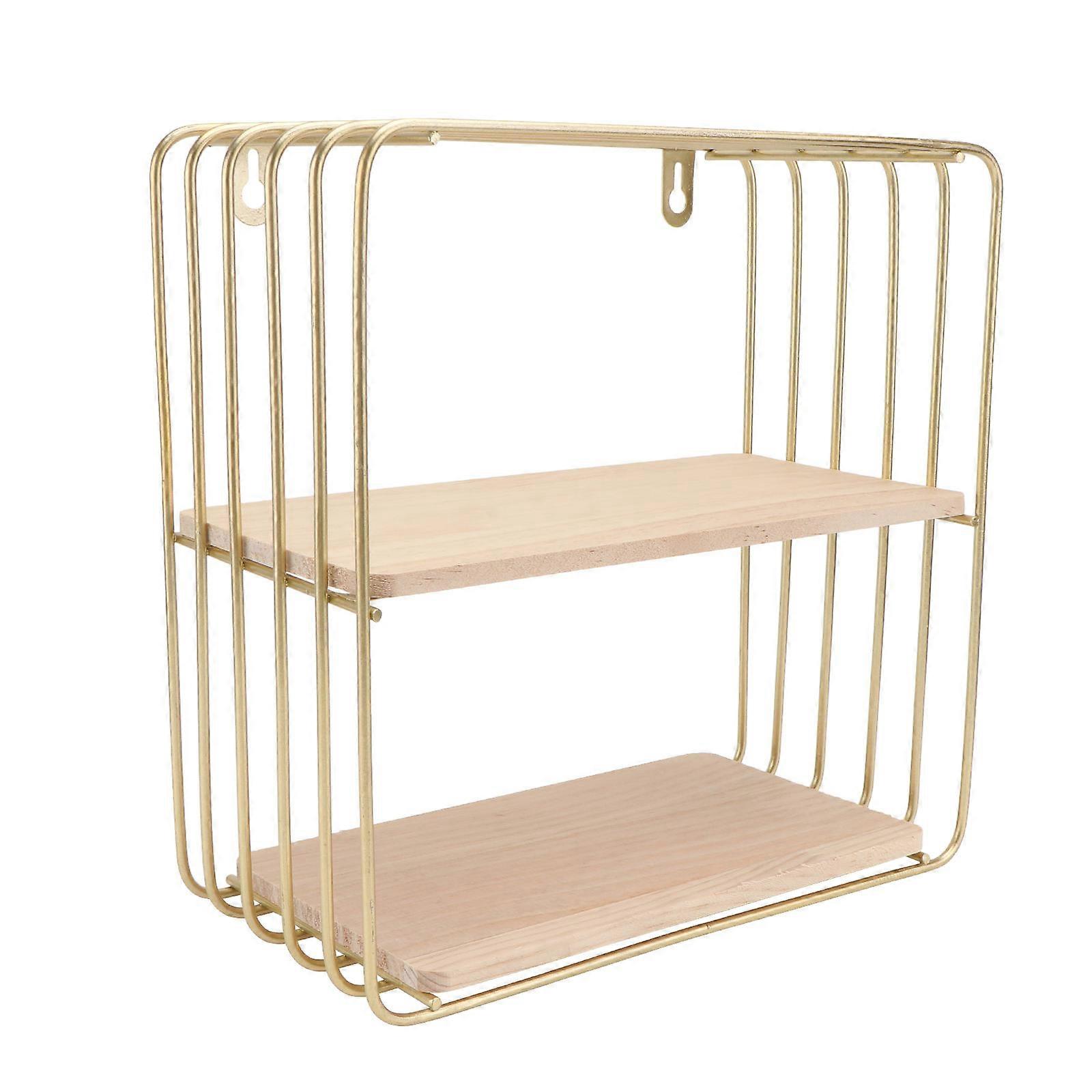 Beige Iron Storage Shelf for Home 1Pcs Wall Mounted Rack