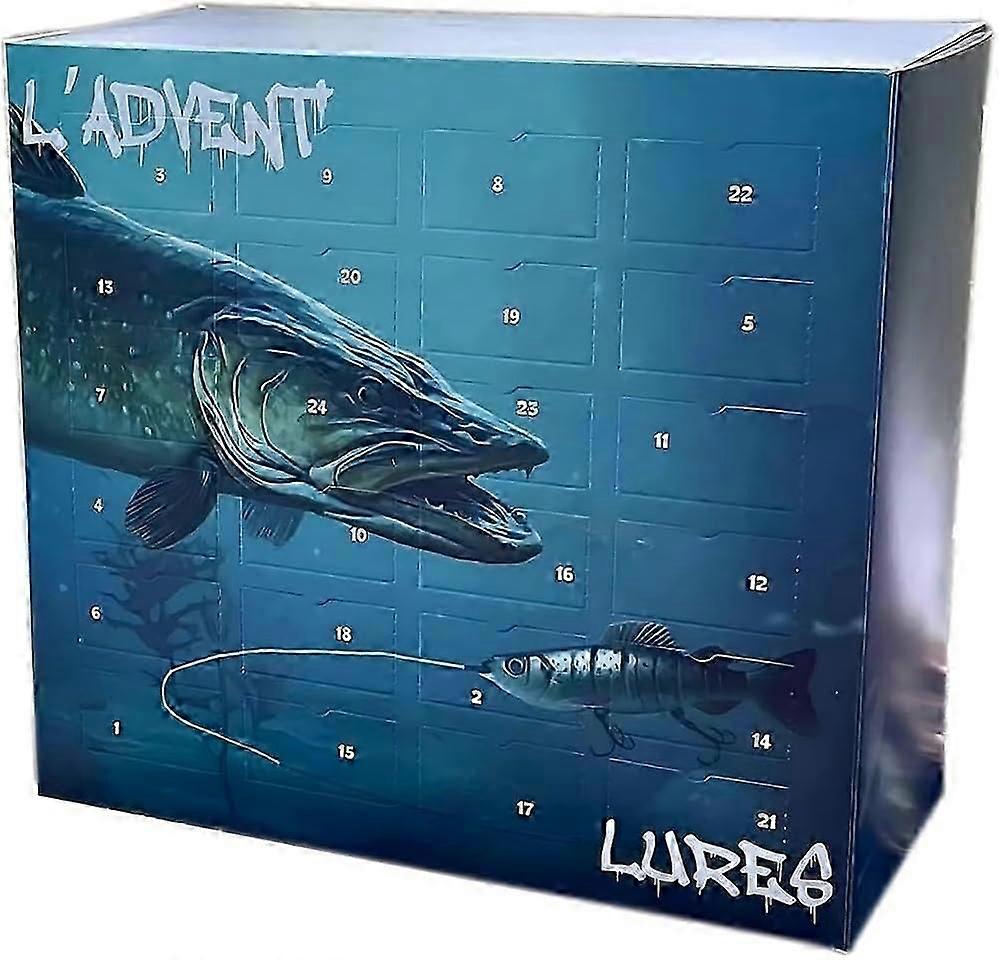 2025 Christmas Fishing Blind Box, 24 Days of Surprise Lures Countdown Fish Tackle Set, Fishing Lure Advent Calendar Gift for Father Grandpa Brother