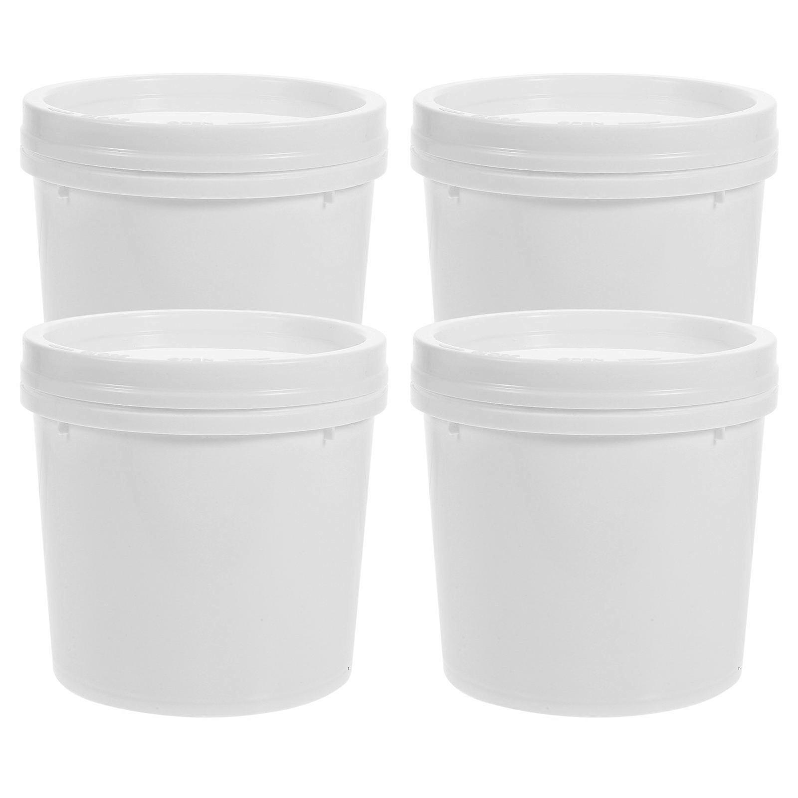 White Plastic Paint Bucket with Lid for Storage 16Pcs Portable Bucket