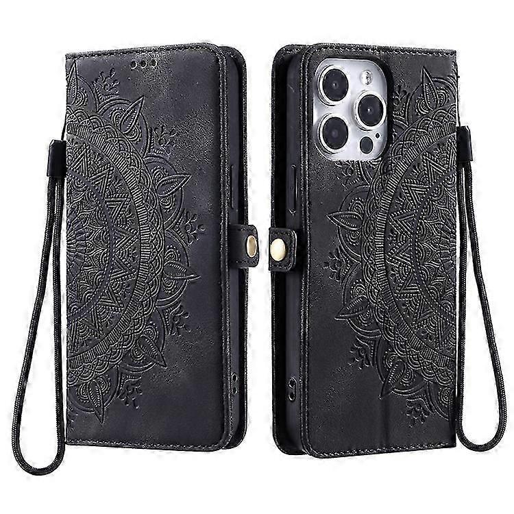 نمط 016 متوافق مع iPhone 15 Pro Max Case Skin Feel Totem مطبوع محفظة غطاء هاتف جلدي