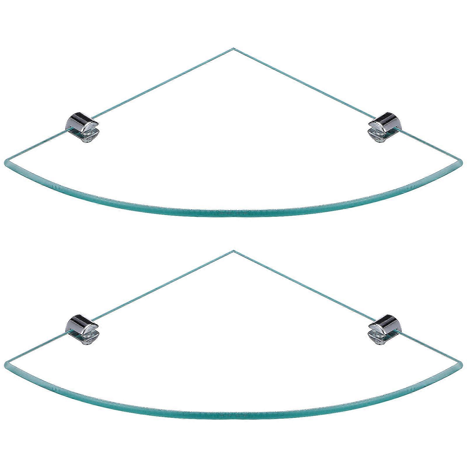 Bathroom Glass Shelf Corner Rack for Wall Mount Storage 6Pcs