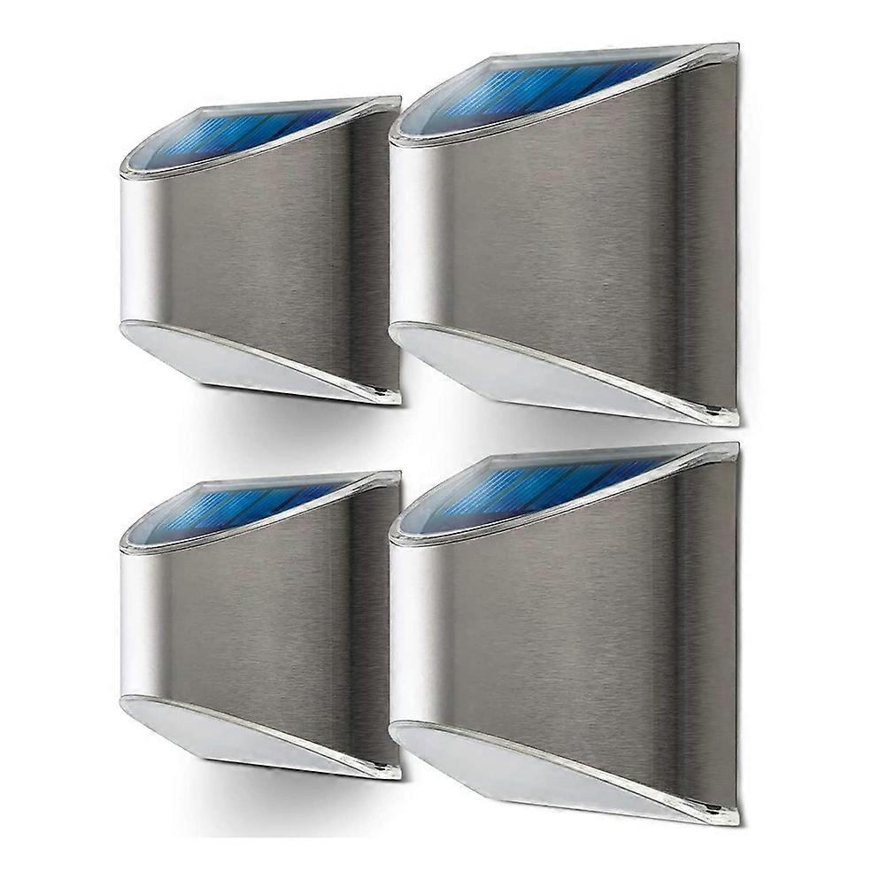 Yard Solar Lamp Stainless Steel Square Shape For Deck Pathways 3.9×3.1×2in 2Pcs