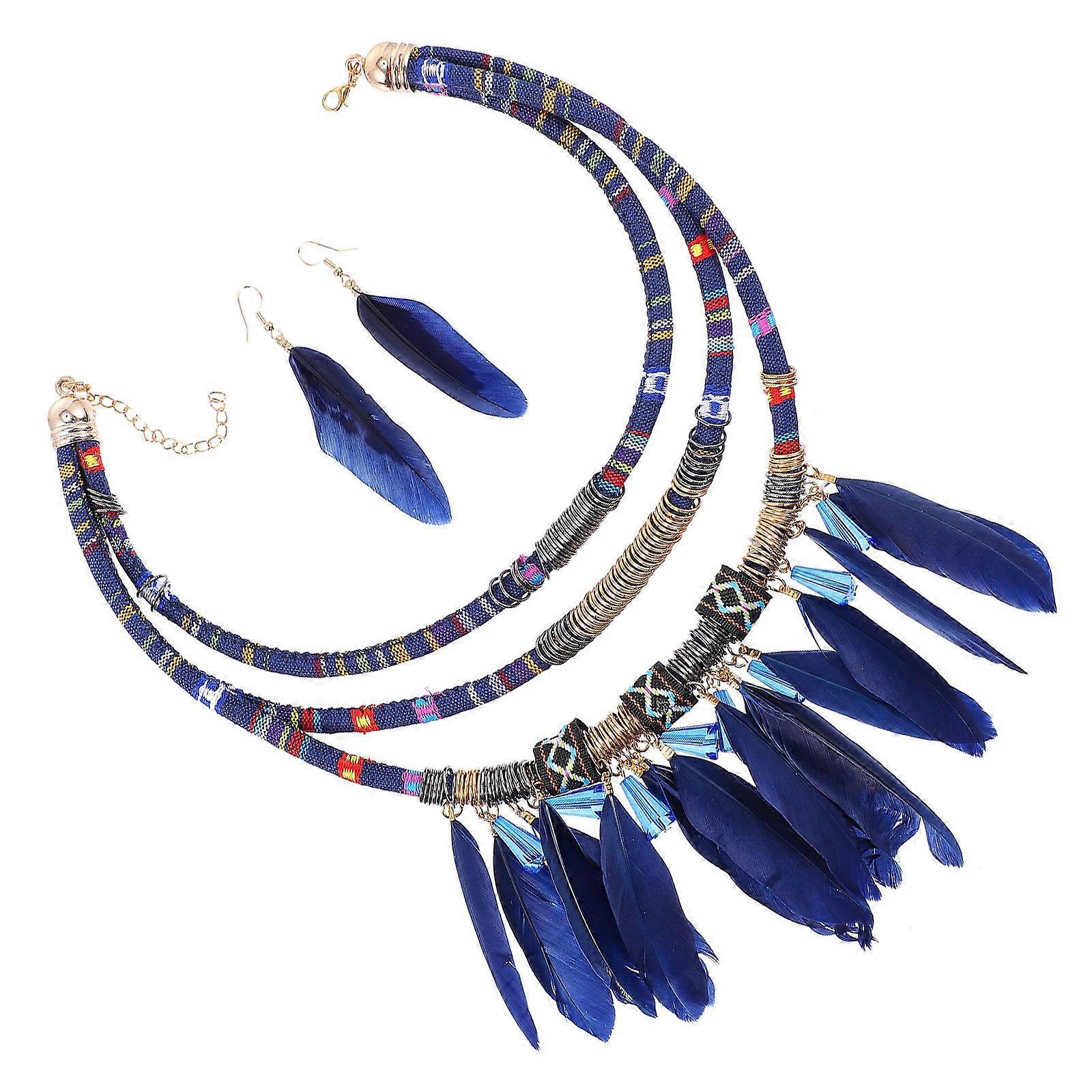 Earring Necklace Set with Fancy Pendant for Decor 2Sets