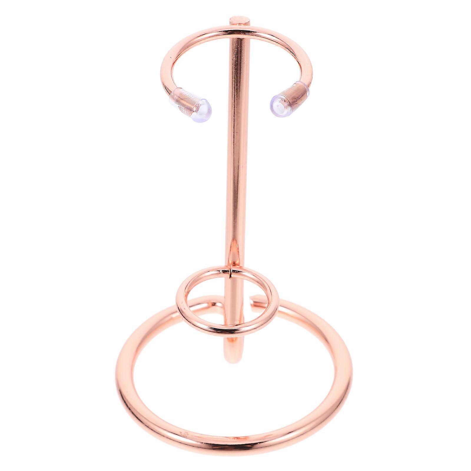 Crystal Stand Hexagonal Cylindrical Pedestal Display for 4Pcs Rose Gold