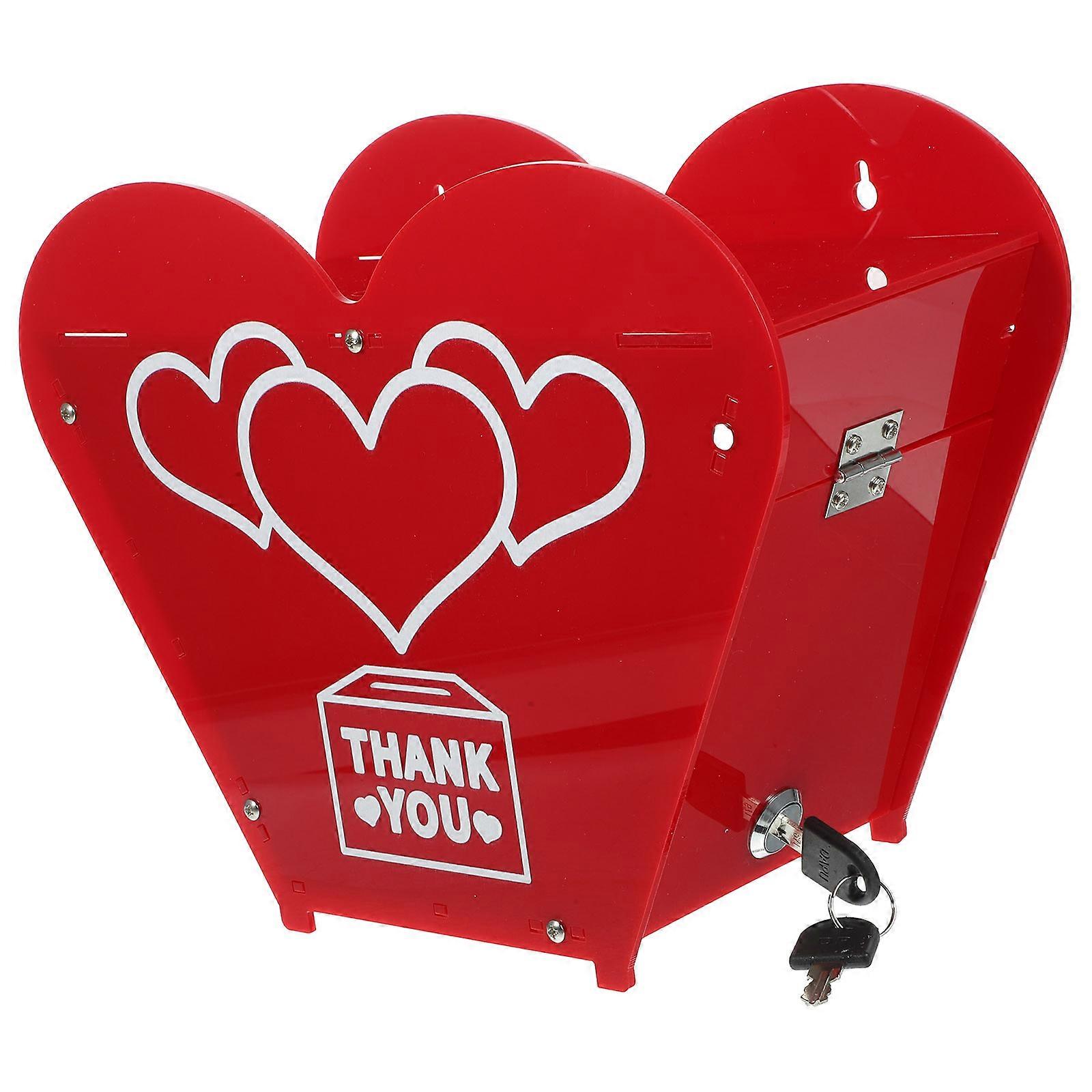 Donation Collection Box Multi-Function Decorative Suggestion Box Red Color Rectangle Home Event 1Pcs