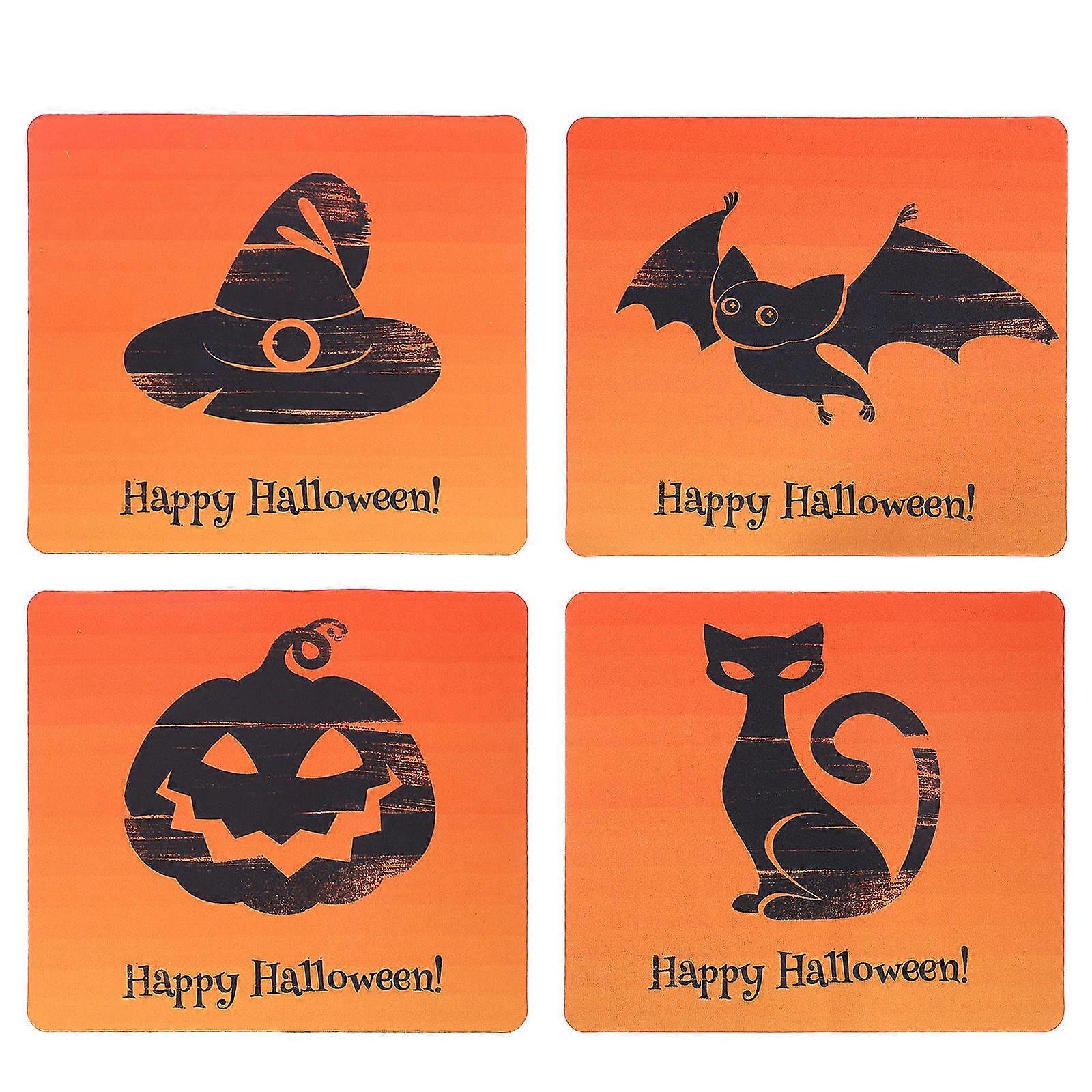Cartoon Halloween Mouse Pad Rubber Non-Skid Mouse Pad for Computer Use 4Pcs