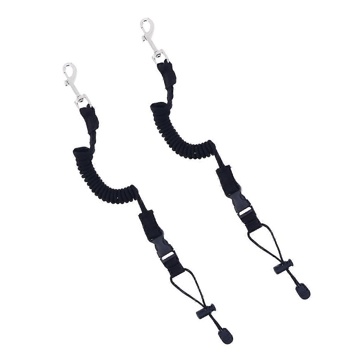 Canoe Leash Elastic Paddle Leash for Boat Use 2Pcs Black Safety Cord
