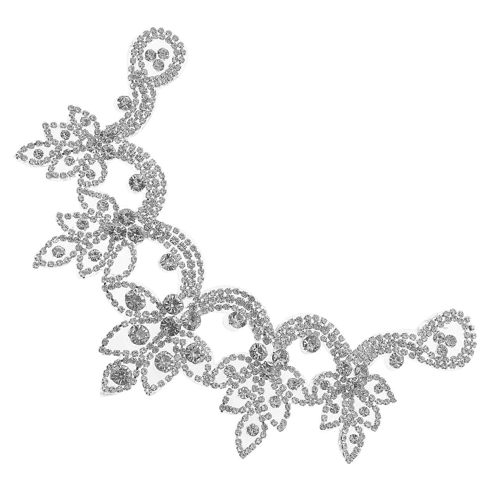 Rhinestone Patch Iron on Patch for Clothes DIY 3Pcs Silver Shiny Rhinestone Applique