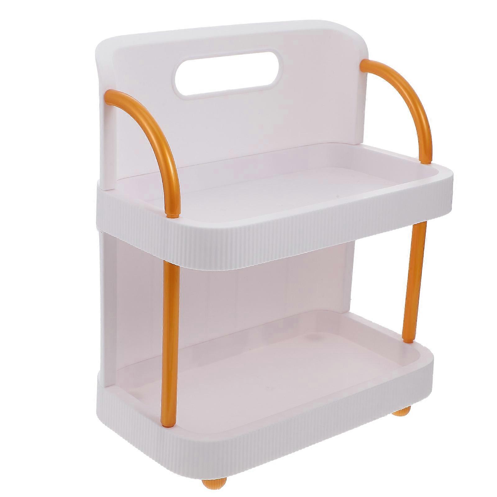Multi-Purpose Sundries Organizer Double Layer Shelf For Kitchen And Home Use With Plastic Material 2Pcs